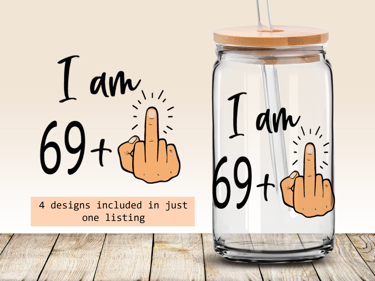 Funny 70th birthday 16oz Libbey glass can wrap, bundle for men women, SVG cutting file for Cricut, PNG sublimation, Single and Layered SVG