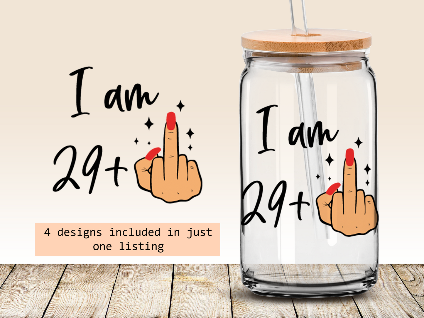 Funny 30th birthday 16oz Libbey glass can wrap, bundle for men women, SVG cutting file for Cricut, PNG sublimation, Single and Layered SVG