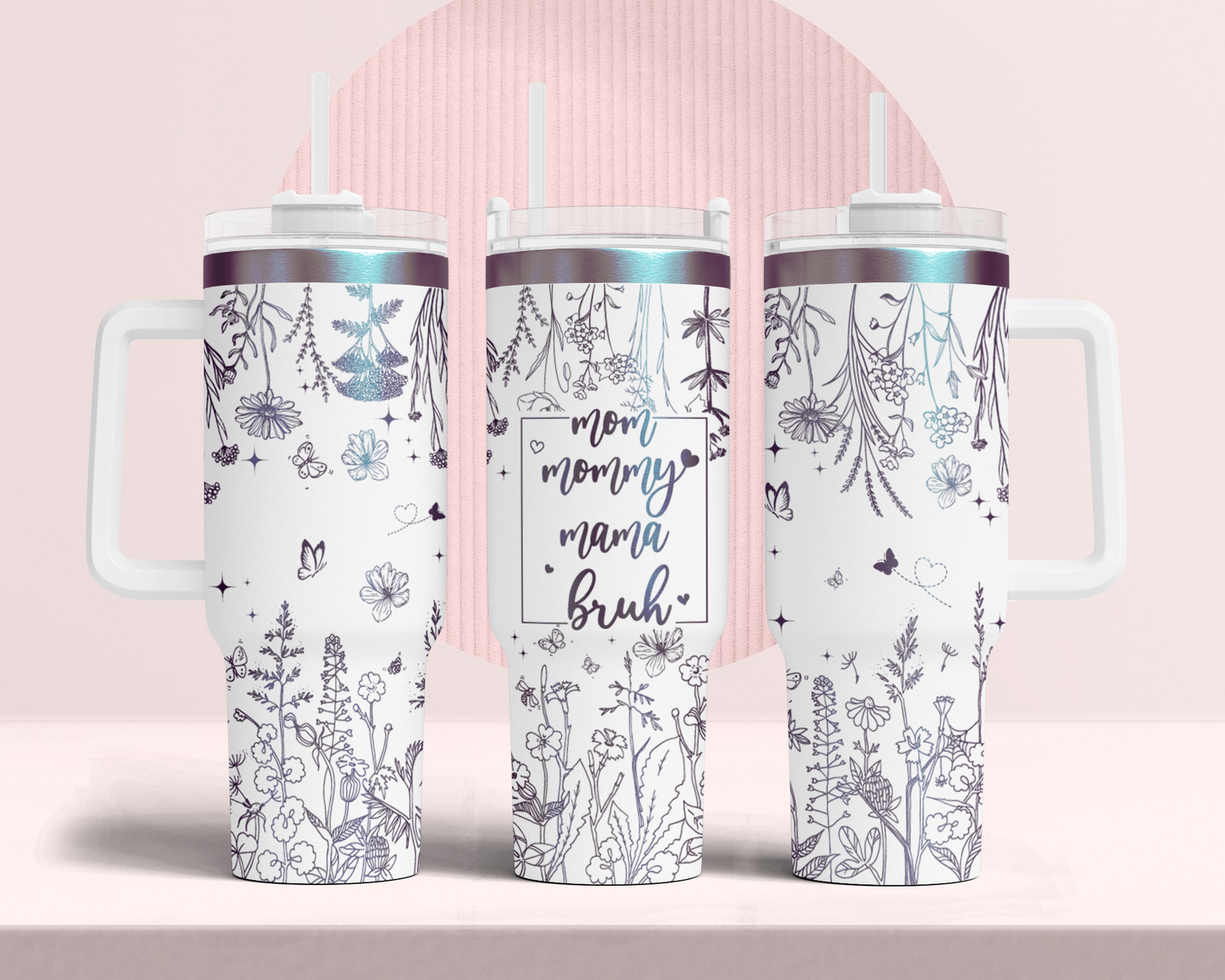 Mother's day Bundle 6 designs, 40oz Tumbler SVG Laser Engraved Full Wrap Seamless