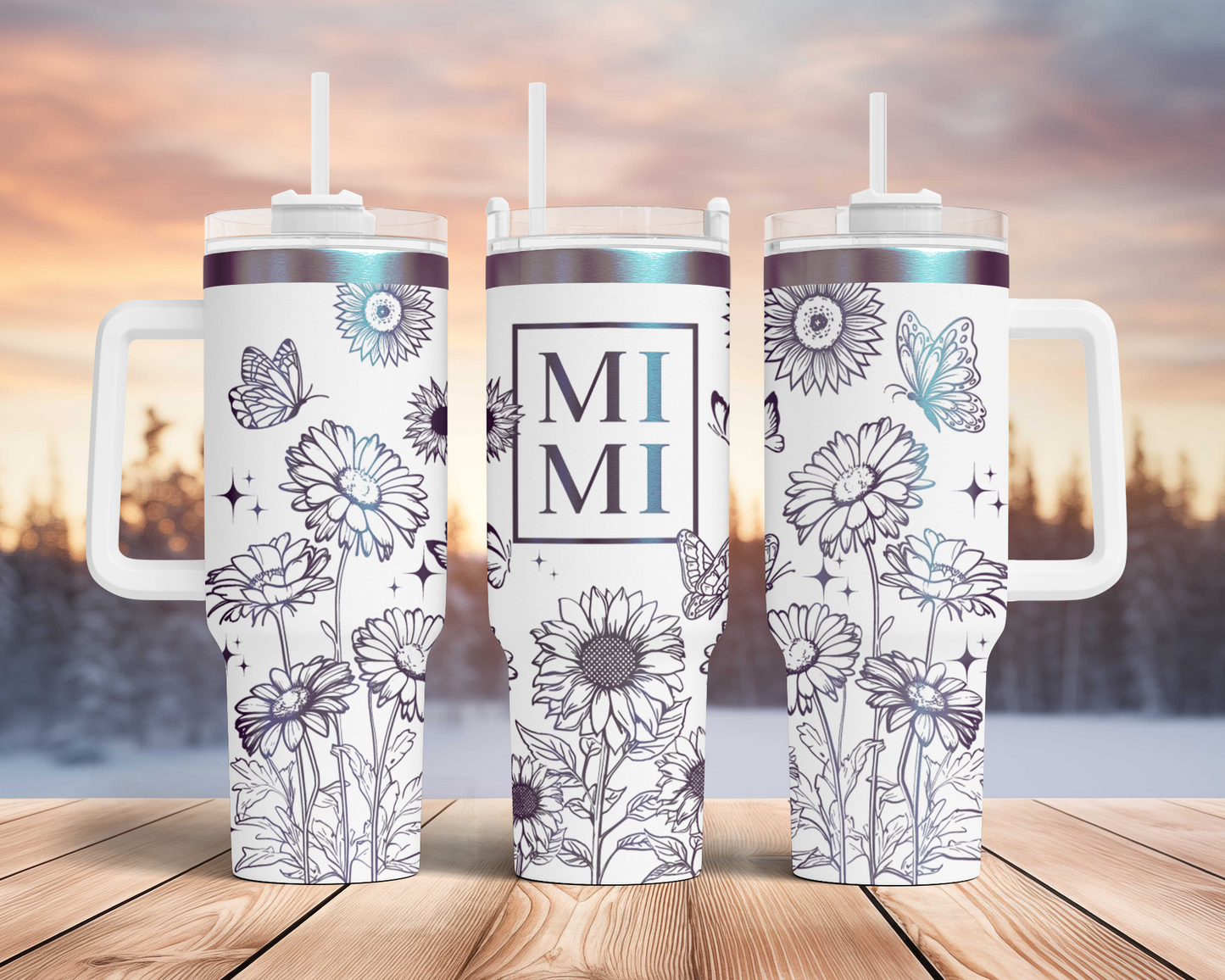 Blessed Mimi Sunflower, Grandma nana 40oz Tumbler SVG Laser Full Wrap Seamless Rotary and PNG sublimation