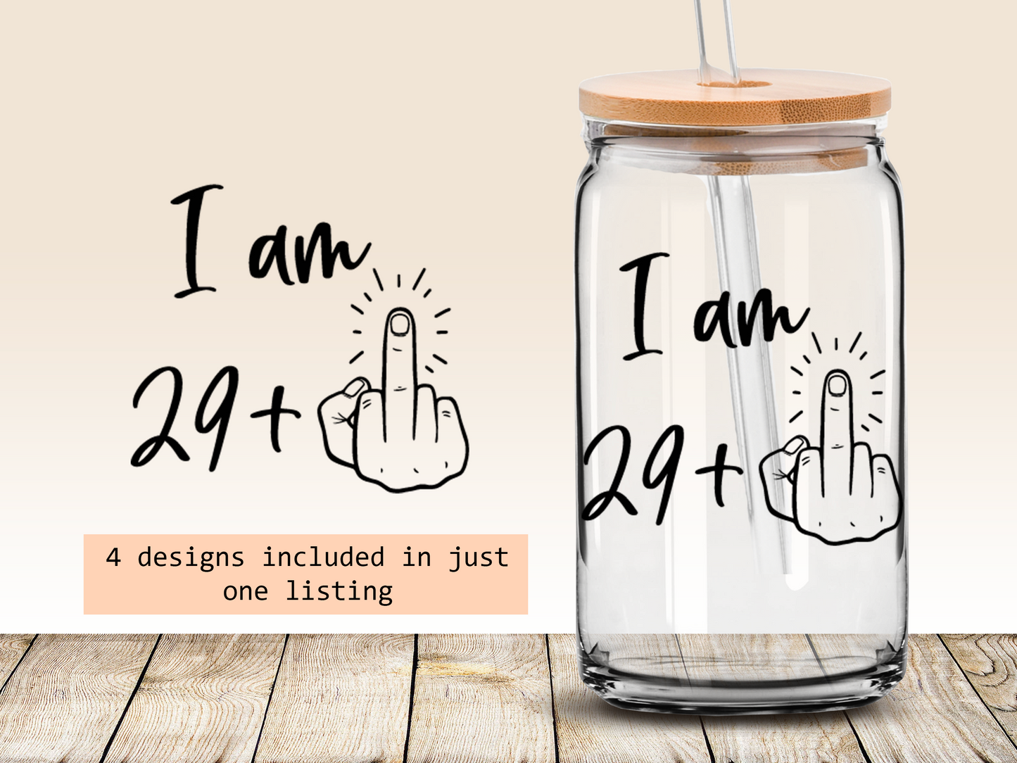 Funny 30th birthday 16oz Libbey glass can wrap, bundle for men women, SVG cutting file for Cricut, PNG sublimation, Single and Layered SVG