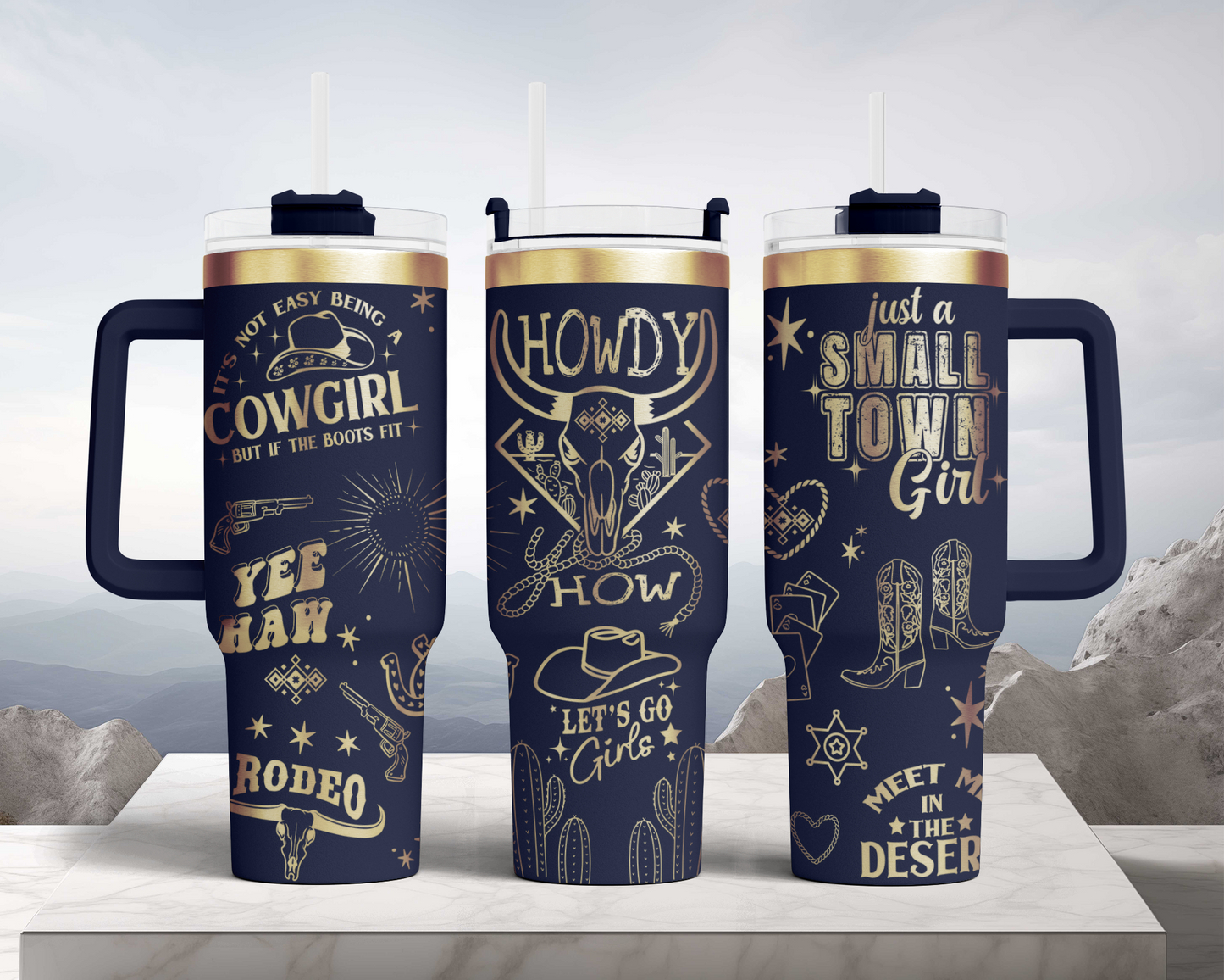 Howdy Western Cowgirl Engraved Full Wrap Seamless 40oz Tumbler SVG Laser Rotary and PNG sublimation