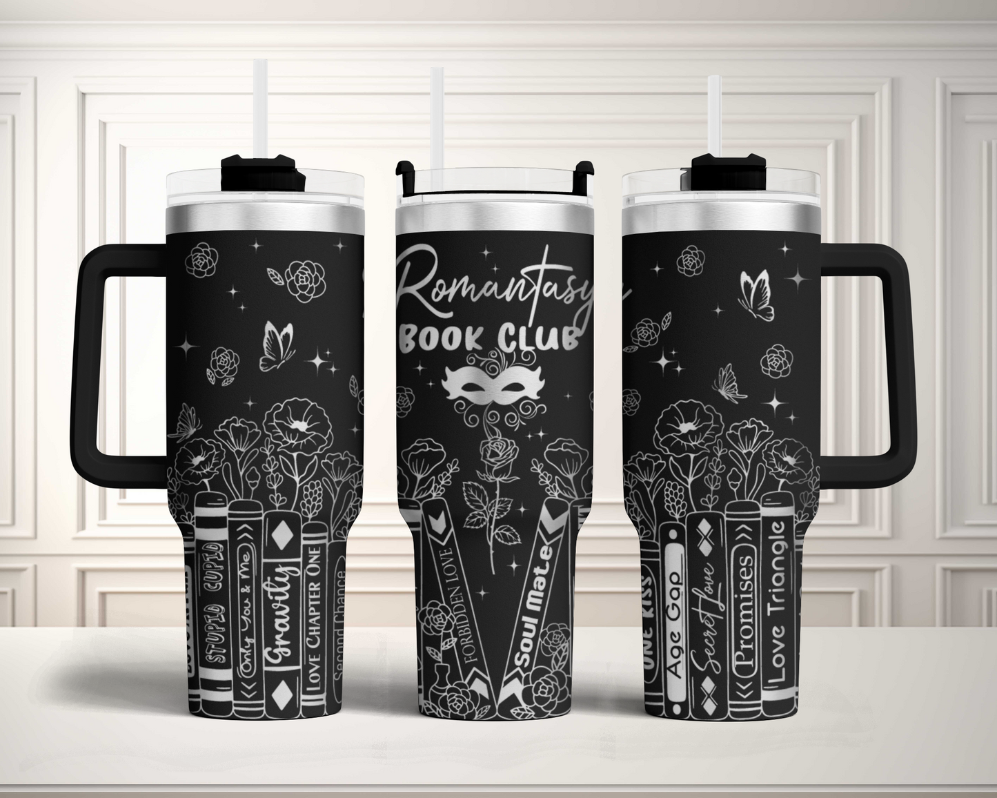 Romantasy Book club, funny book lover Engraved Full Wrap Seamless 40oz Tumbler SVG Laser Rotary and PNG sublimation