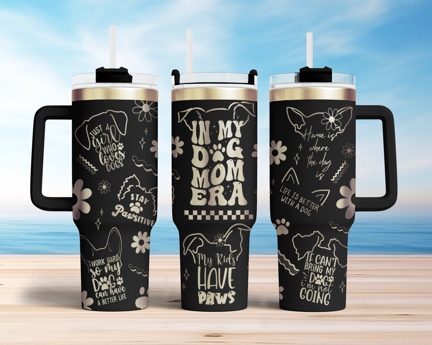 In my dog mom era, dog lover Engraved Full Wrap Seamless Design 40oz Tumbler, Digital Download, SVG Laser Rotary and PNG sublimation