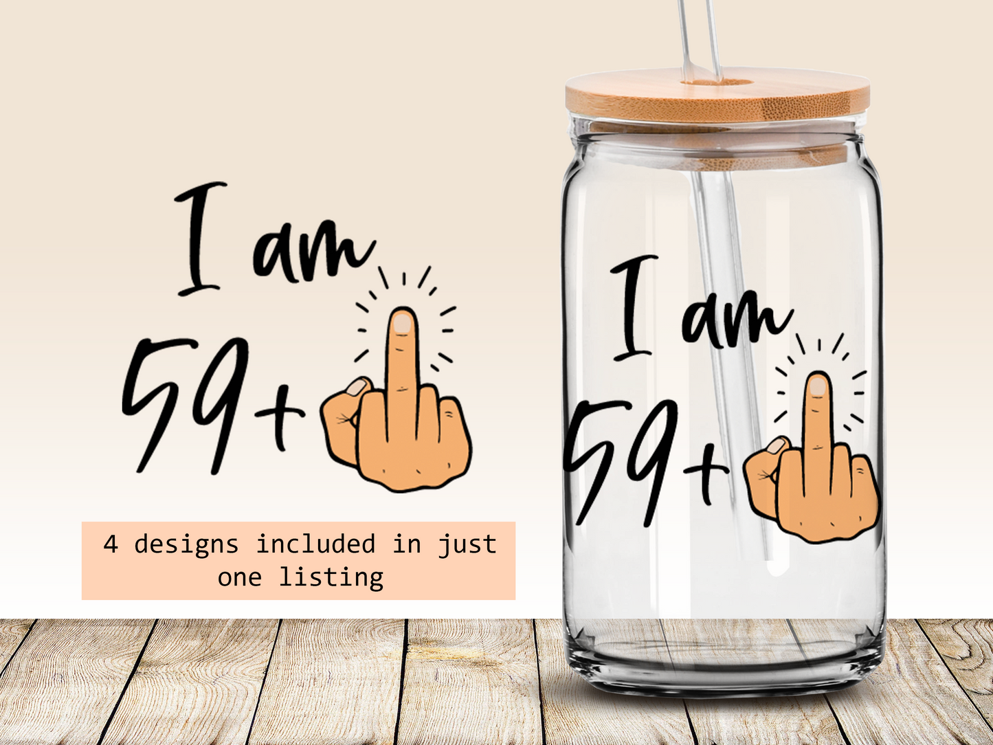 Funny 60th birthday 16oz Libbey glass can wrap, bundle for men women, SVG cutting file for Cricut, PNG sublimation, Single and Layered SVG