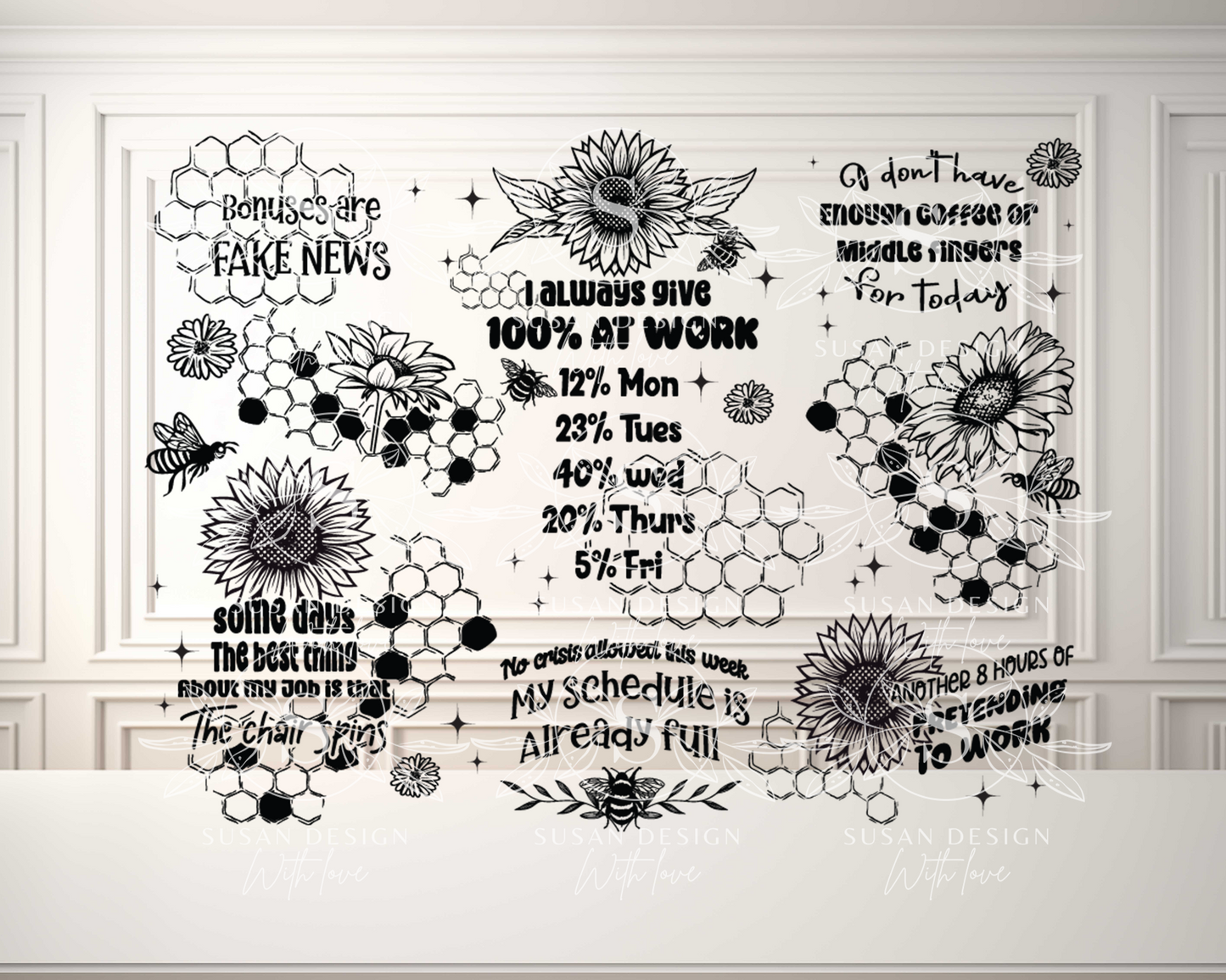 Funny Office Quotes, Sarcastic co-Worke bee sunflower 40oz Tumbler SVG Laser Engraved Full Wrap Seamless,PNG sublimation