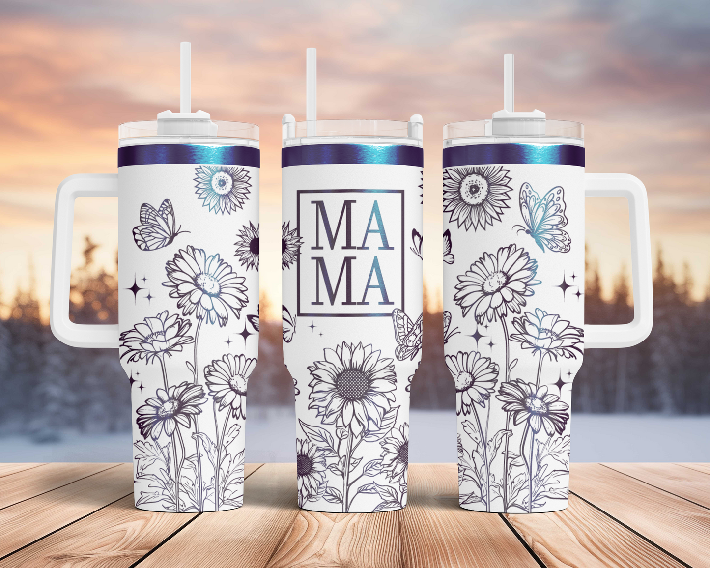 unflower Mama Engraved Full Wrap Seamless 40oz Tumbler SVG Laser Rotary and PNG sublimation