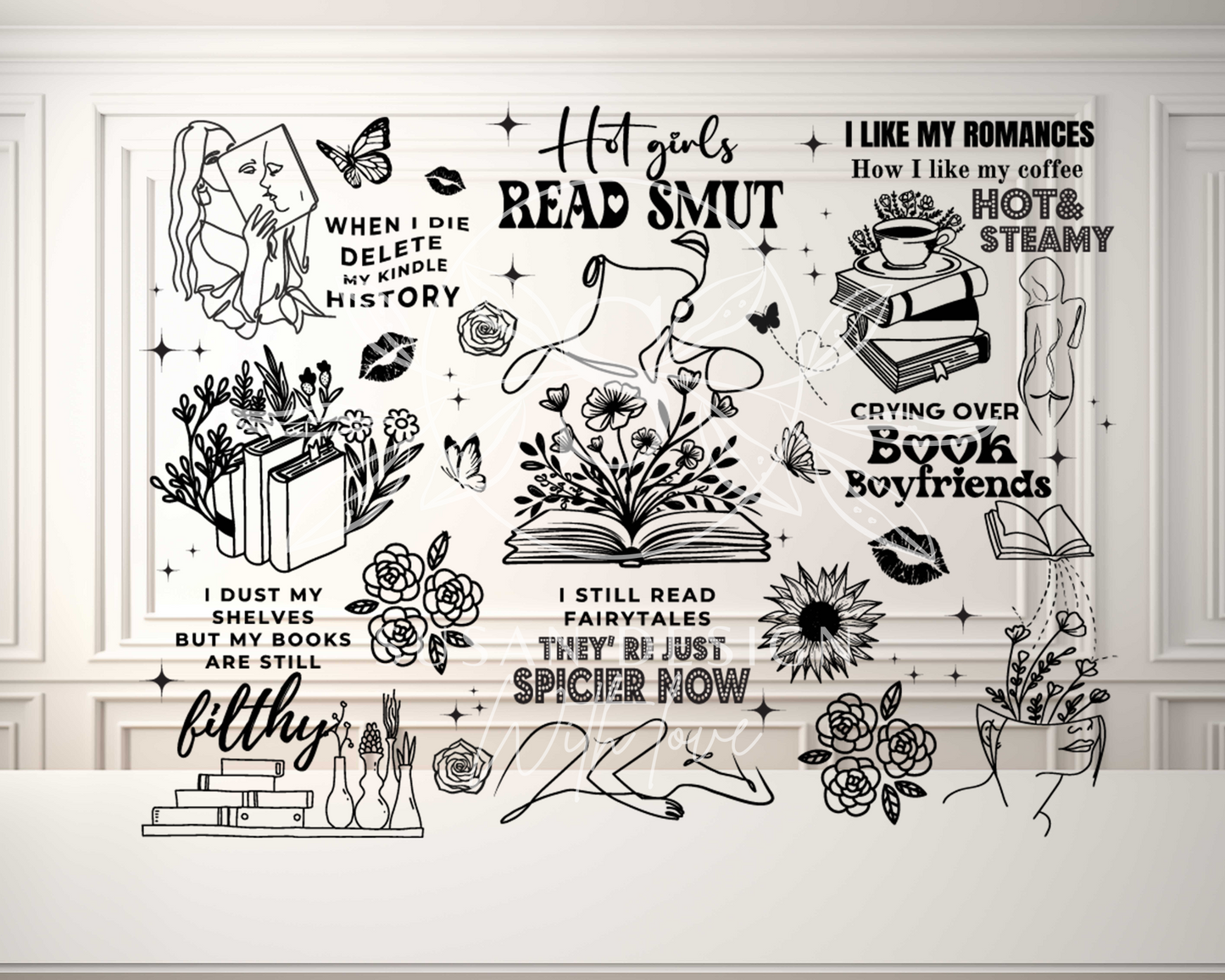 Hot girl reading smut, funny book lover, Engraved Full Wrap Seamless 40oz Tumbler SVG Laser Rotary and PNG sublimation