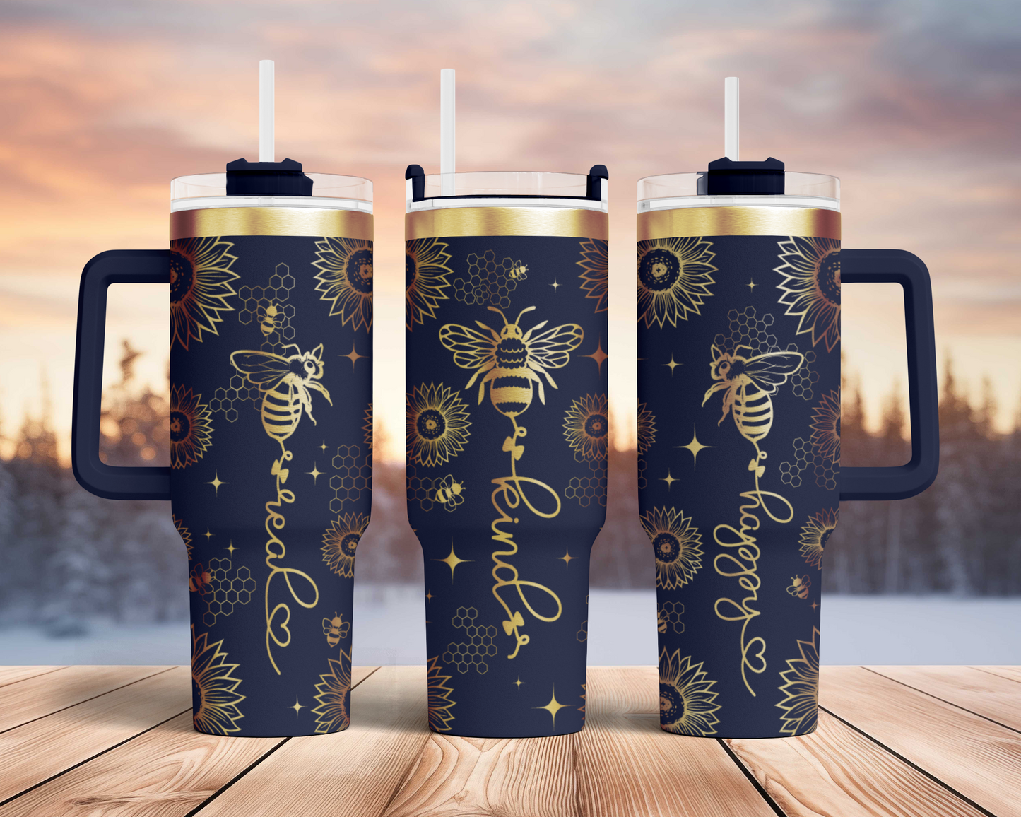 Be Real, Kind and Happy, Self Affirmation sunflower 40oz Tumbler SVG Laser Engraved Full Wrap Seamless, PNG sublimation