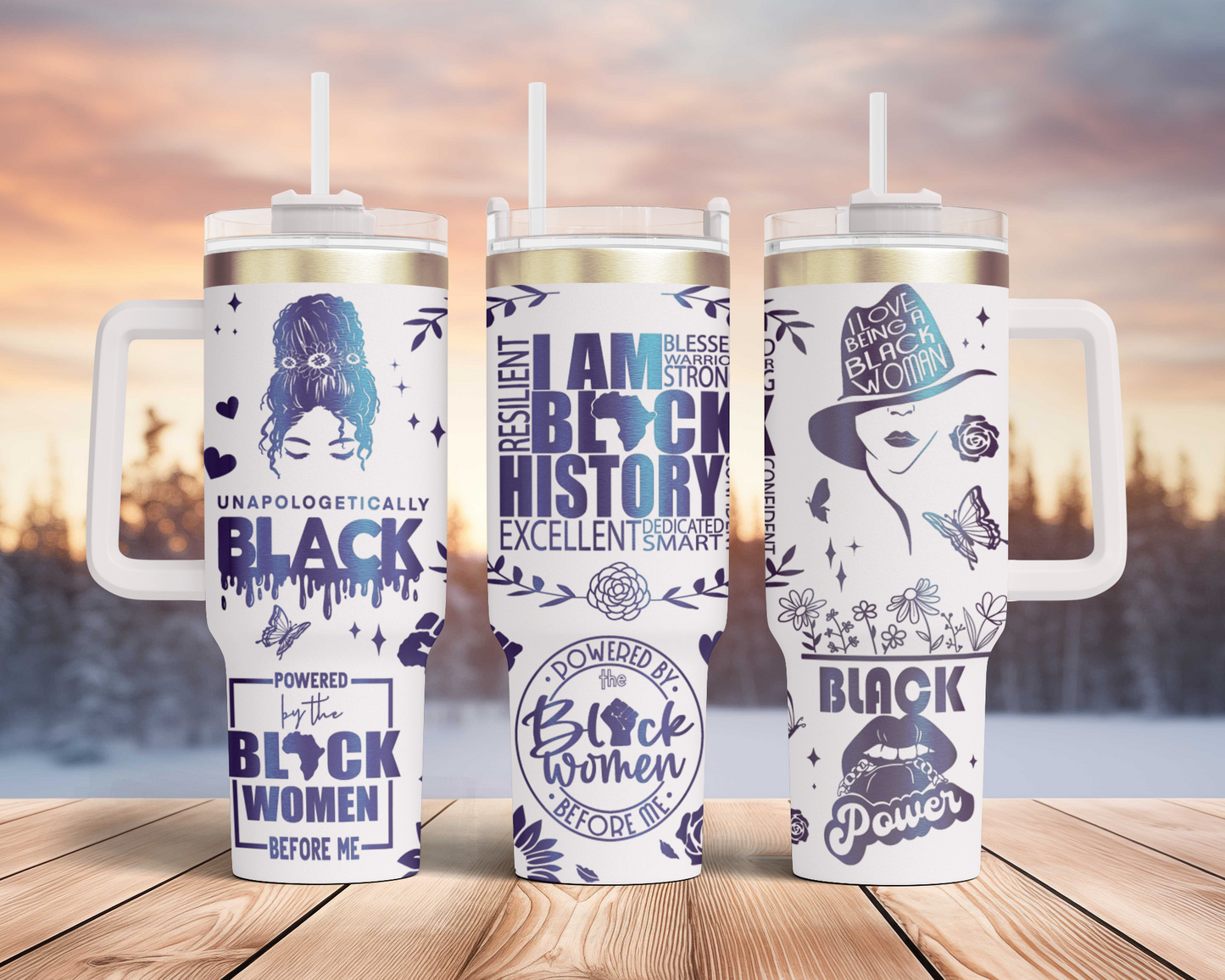 Black History, Freedom, Pride, Black Woman affirmation 40oz Tumbler, Floral Mama 40oz Tumbler SVG Laser Engraved Full Wrap Seamless, Rotary and PNG sublimation