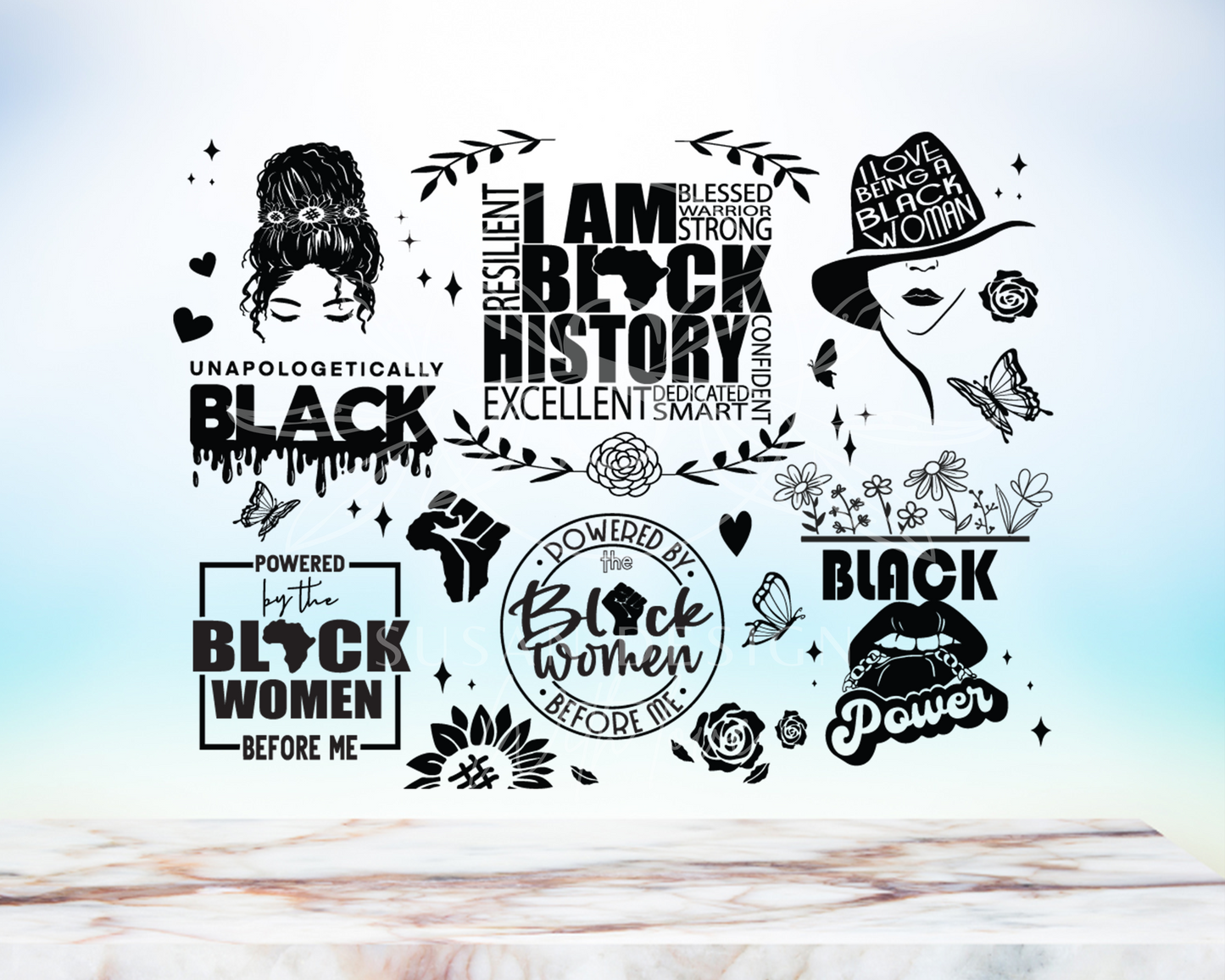 Black History, Freedom, Pride, Black Woman affirmation 40oz Tumbler, Floral Mama 40oz Tumbler SVG Laser Engraved Full Wrap Seamless, Rotary and PNG sublimation