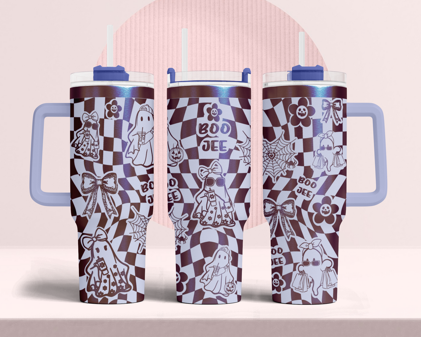 Boo Jee, Boujee Cute Ghost Funny Halloween40oz Tumbler SVG Laser Engraved Full Wrap Seamless, Rotary and PNG sublimation 