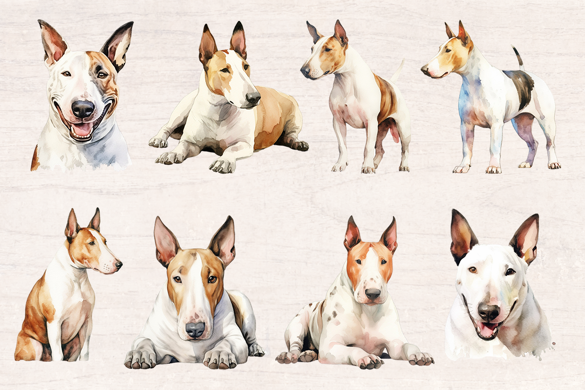 17 Watercolor Blue Terrier Dog PNG cliparts bundle, Dog lover Cliparts