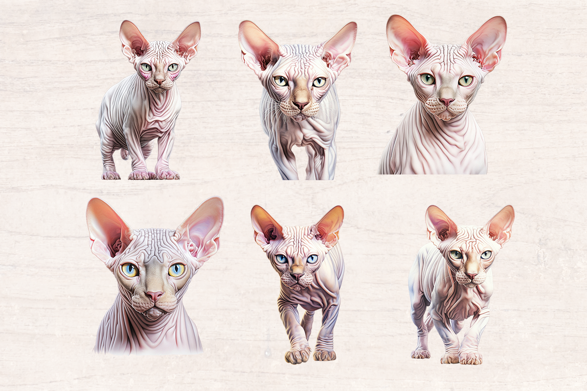 20 Watercolor Sphynx cat PNG cliparts bundle, Cat lover Cliparts