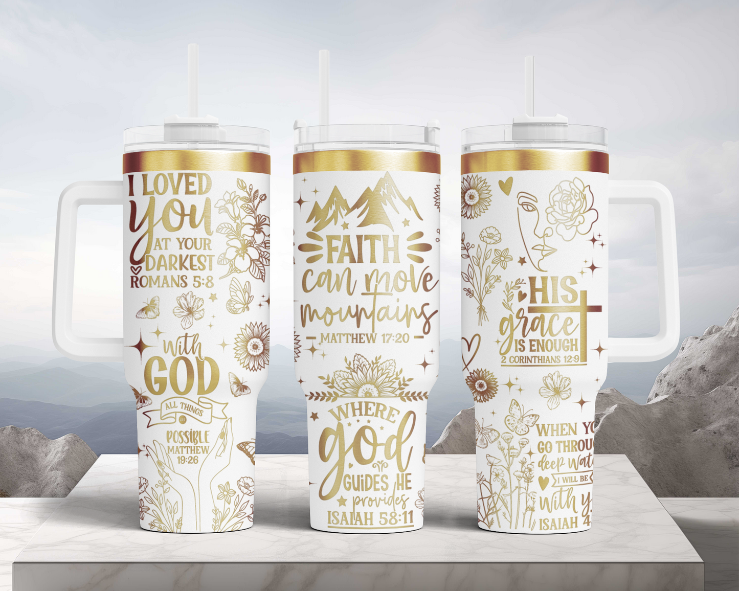 Floral Woman Bible Verse Self Affirmation 40oz Tumbler, Floral Mama 40oz Tumbler SVG Laser Engraved Full Wrap Seamless, Rotary and PNG sublimation