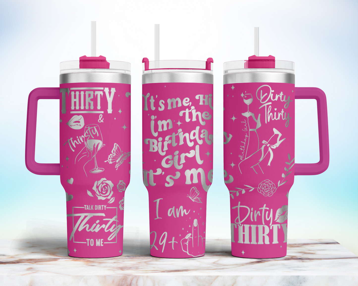 Funny 30th birthday, adult humor, birthday girl 40oz Tumbler SVG Laser Engraved Full Wrap Seamless, Rotary and PNG sublimation