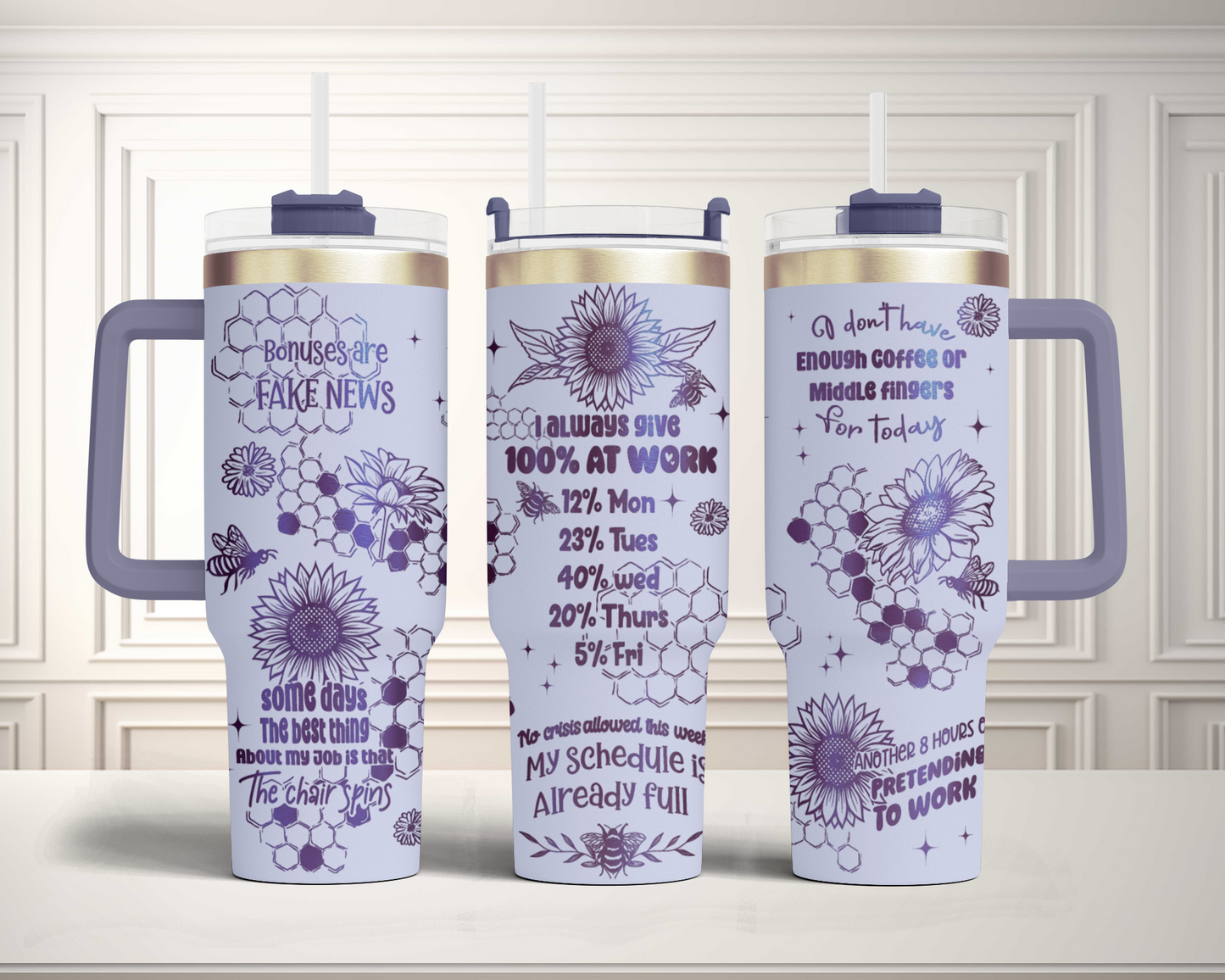 Funny Office Quotes, Sarcastic co-Worke bee sunflower 40oz Tumbler SVG Laser Engraved Full Wrap Seamless,PNG sublimation