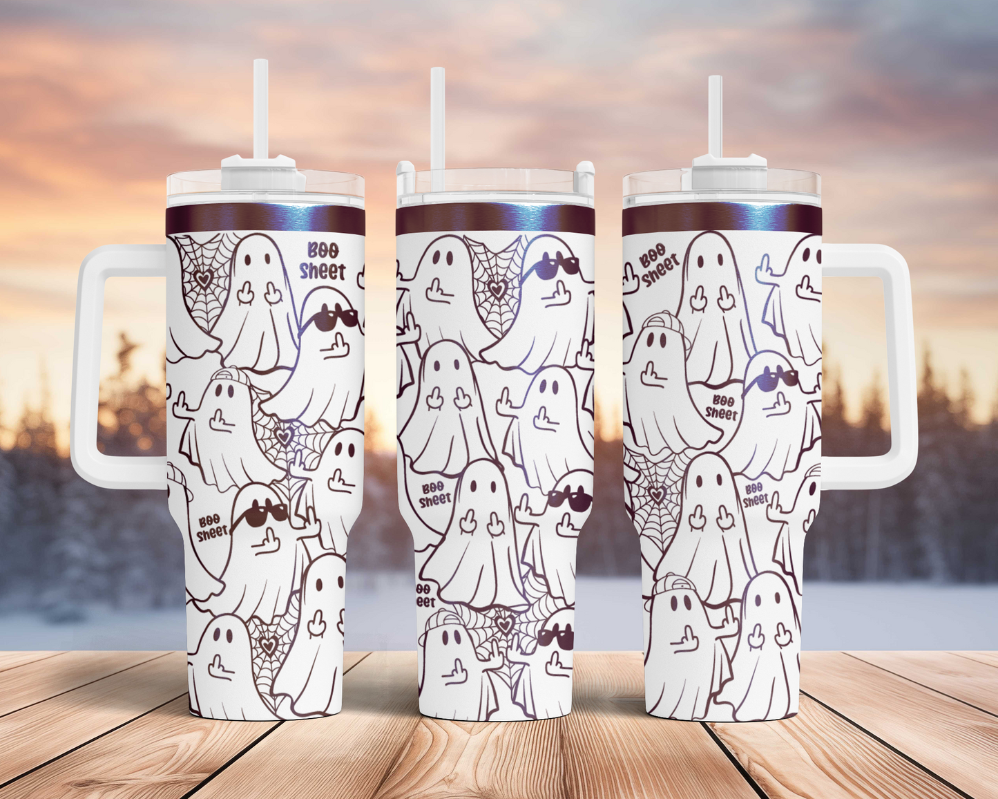 Ghost Some Boo Sheet Funny Halloween40oz Tumbler SVG Laser Engraved Full Wrap Seamless, Rotary and PNG sublimation 