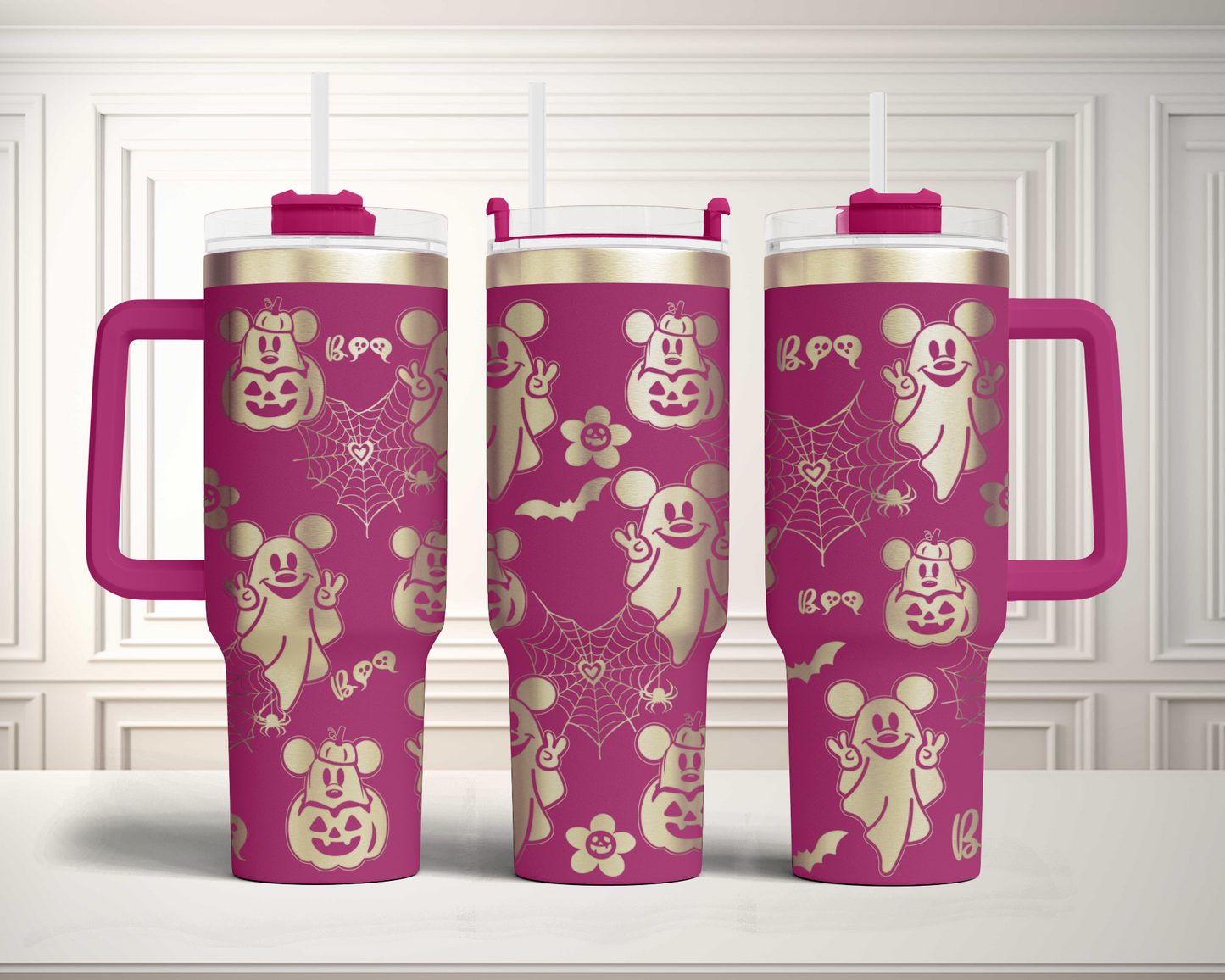 Ghost Mouse Funny Halloween40oz Tumbler SVG Laser Engraved Full Wrap Seamless