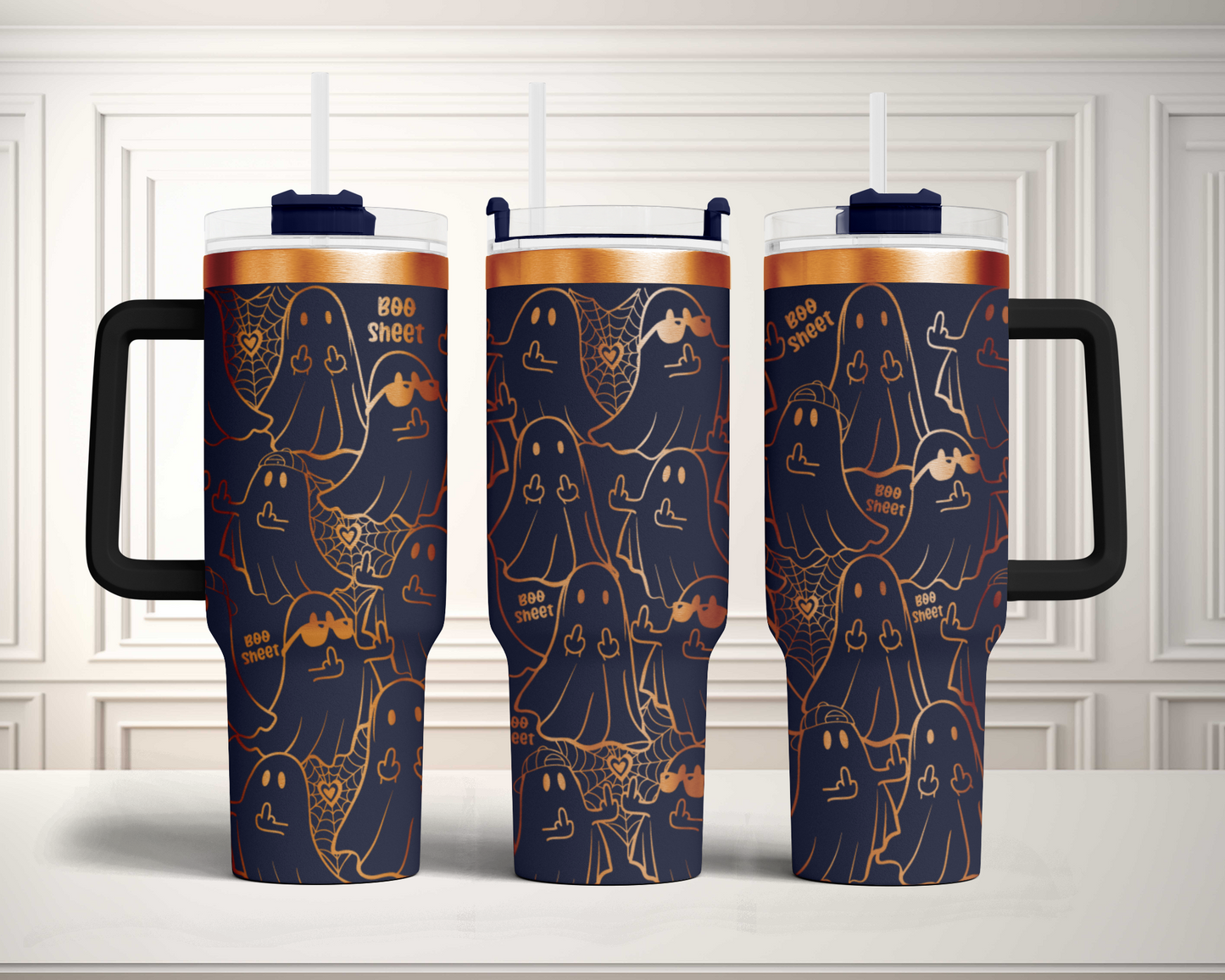 Ghost Some Boo Sheet Funny Halloween40oz Tumbler SVG Laser Engraved Full Wrap Seamless, Rotary and PNG sublimation 