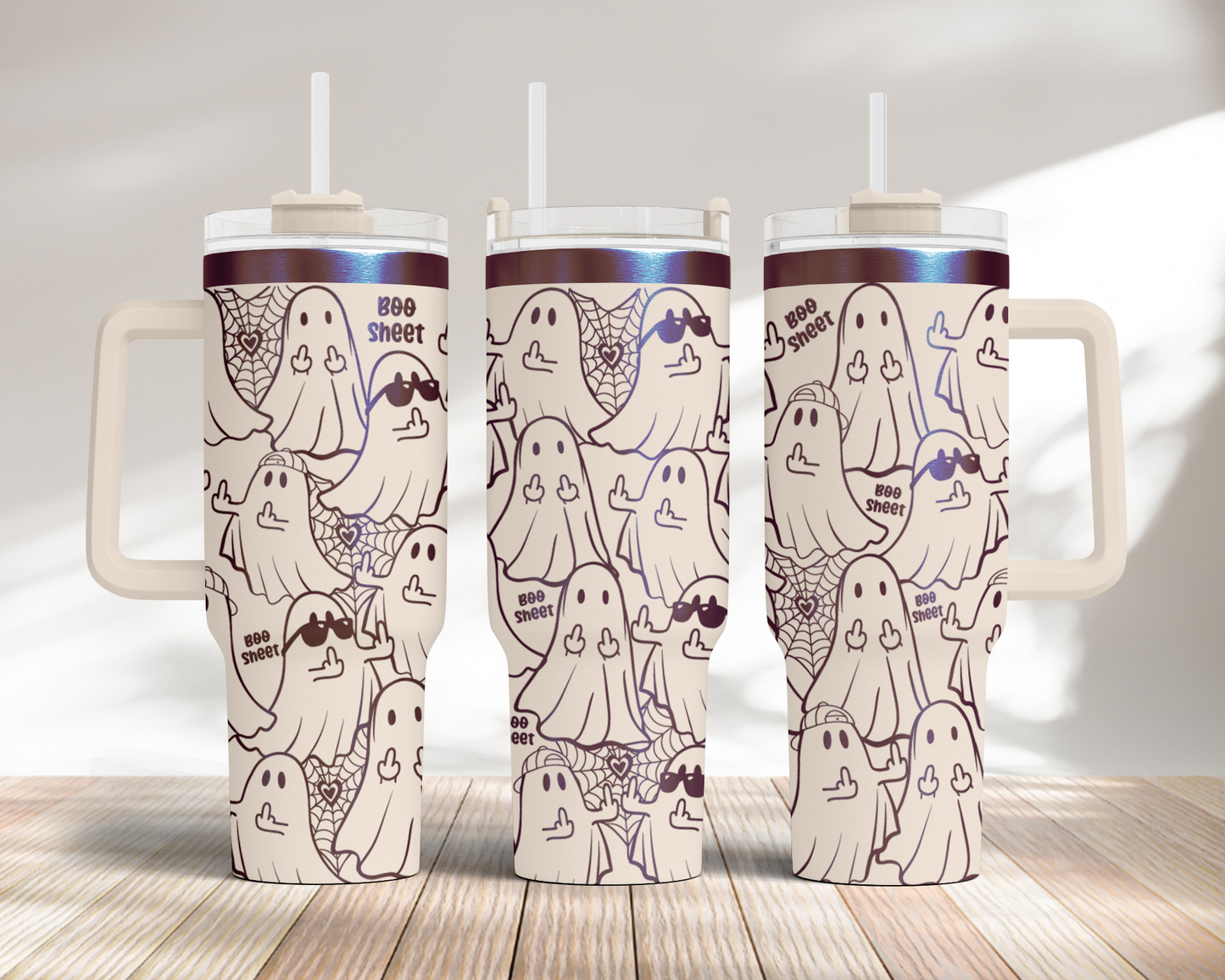 Ghost Some Boo Sheet Funny Halloween40oz Tumbler SVG Laser Engraved Full Wrap Seamless, Rotary and PNG sublimation 