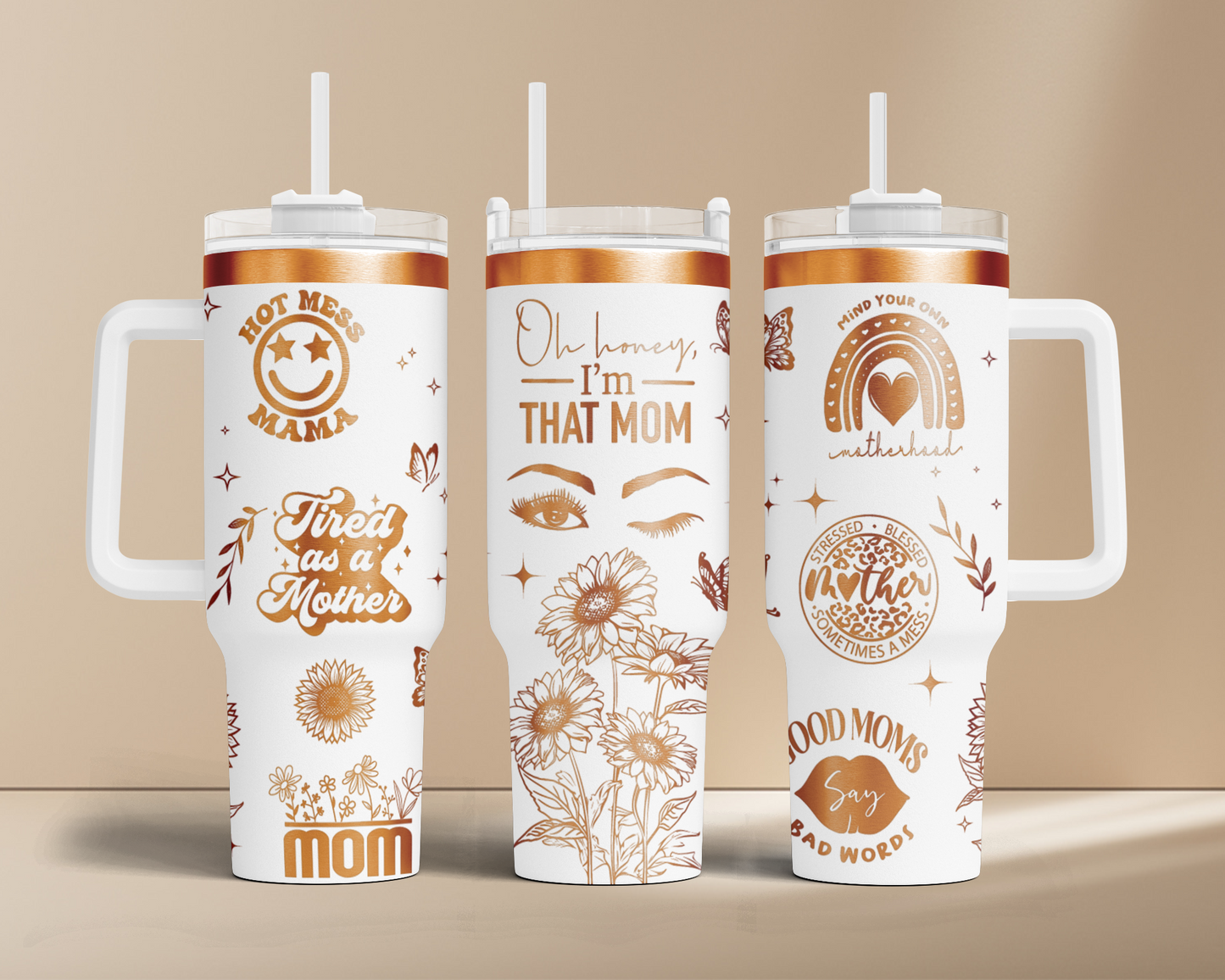 Funny Mom life, Oh honey i'm that mom, 40oz Tumbler SVG Laser Engraved Full Wrap Seamless, Rotary and PNG sublimation