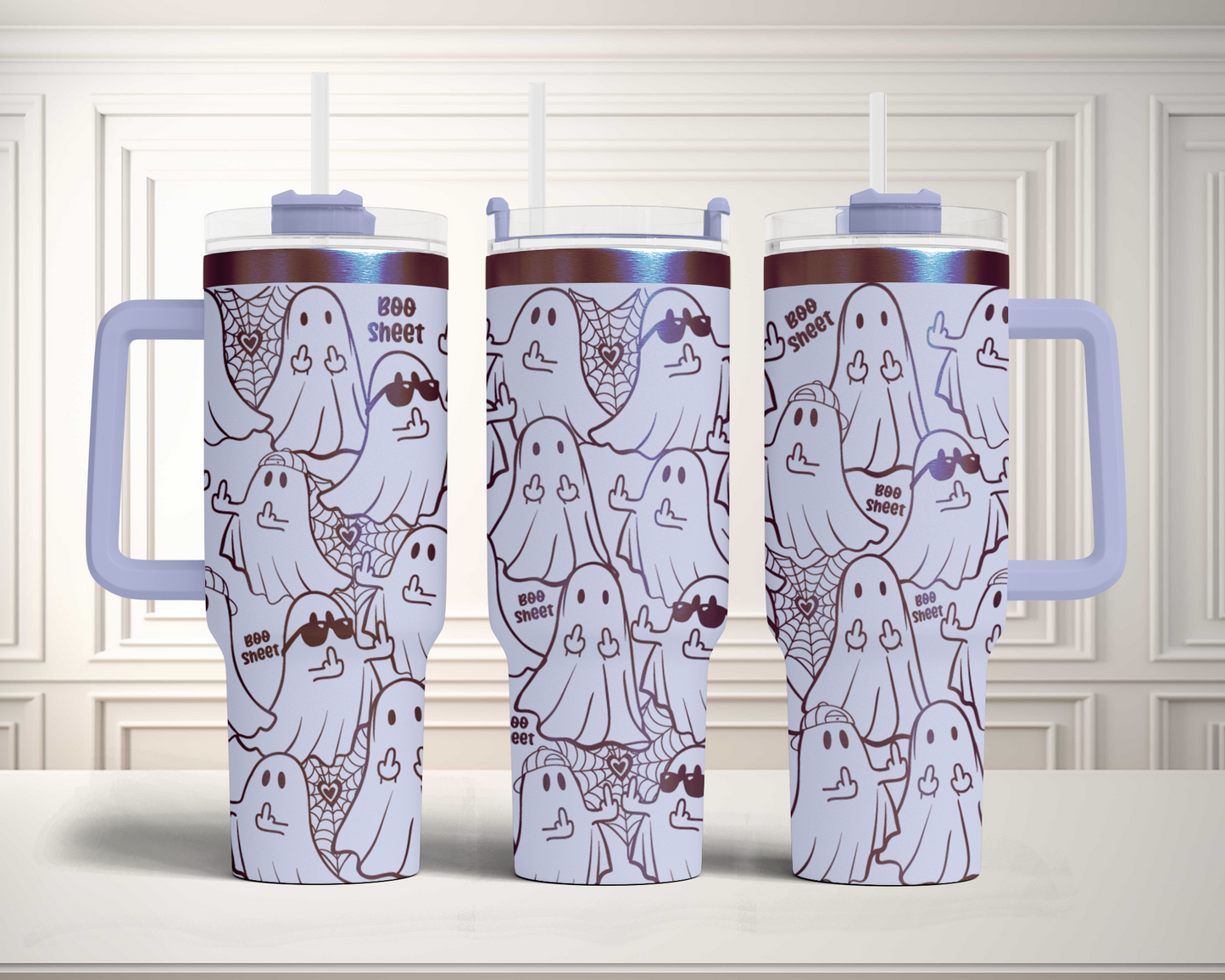 Ghost Some Boo Sheet Funny Halloween40oz Tumbler SVG Laser Engraved Full Wrap Seamless, Rotary and PNG sublimation 