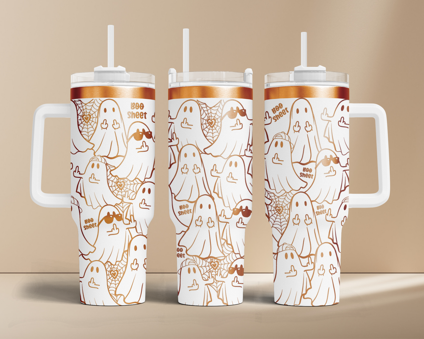 Ghost Some Boo Sheet Funny Halloween40oz Tumbler SVG Laser Engraved Full Wrap Seamless, Rotary and PNG sublimation 