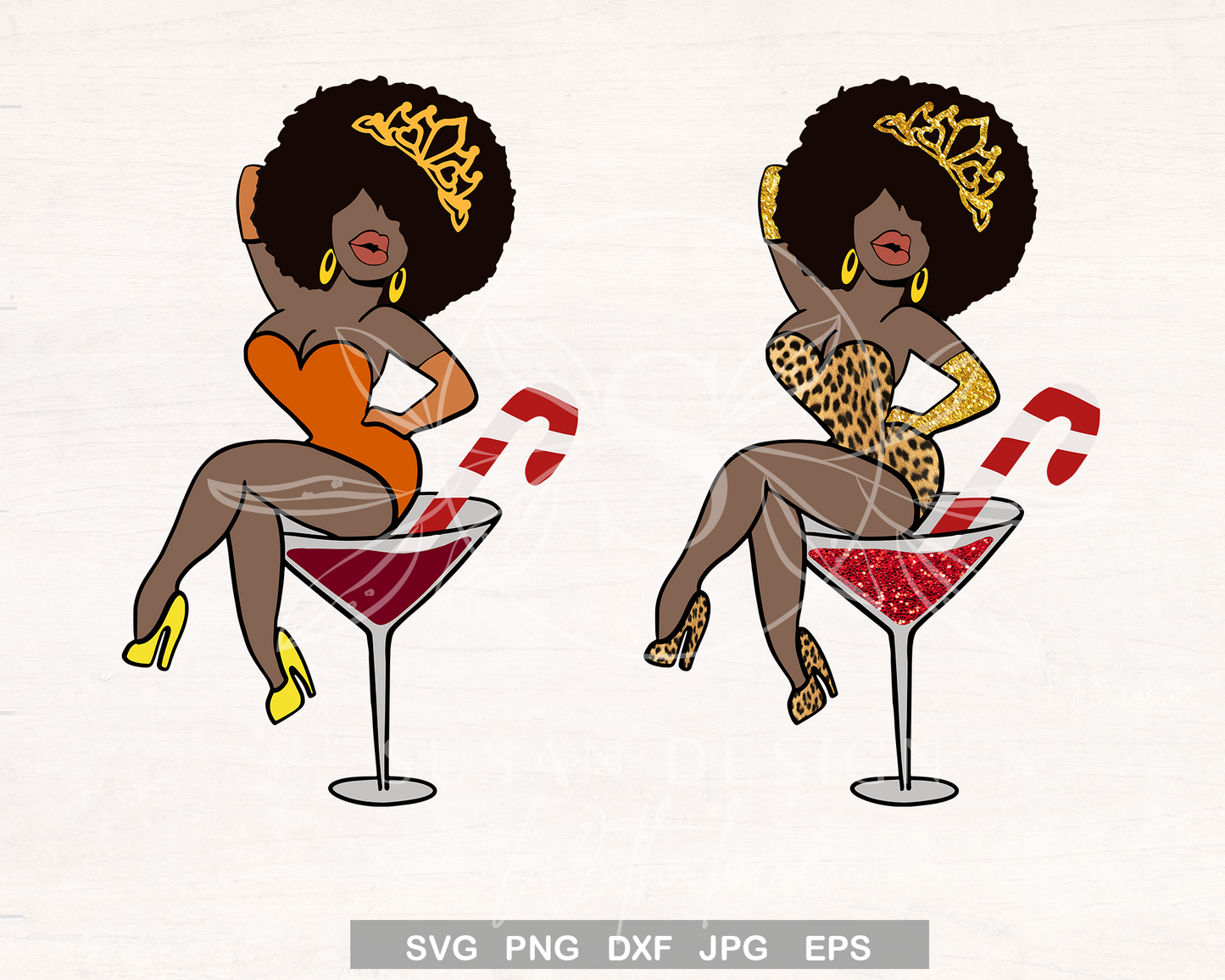 Afro Queen Wine Diva Drink Up SVG bundle and PNG cliparts