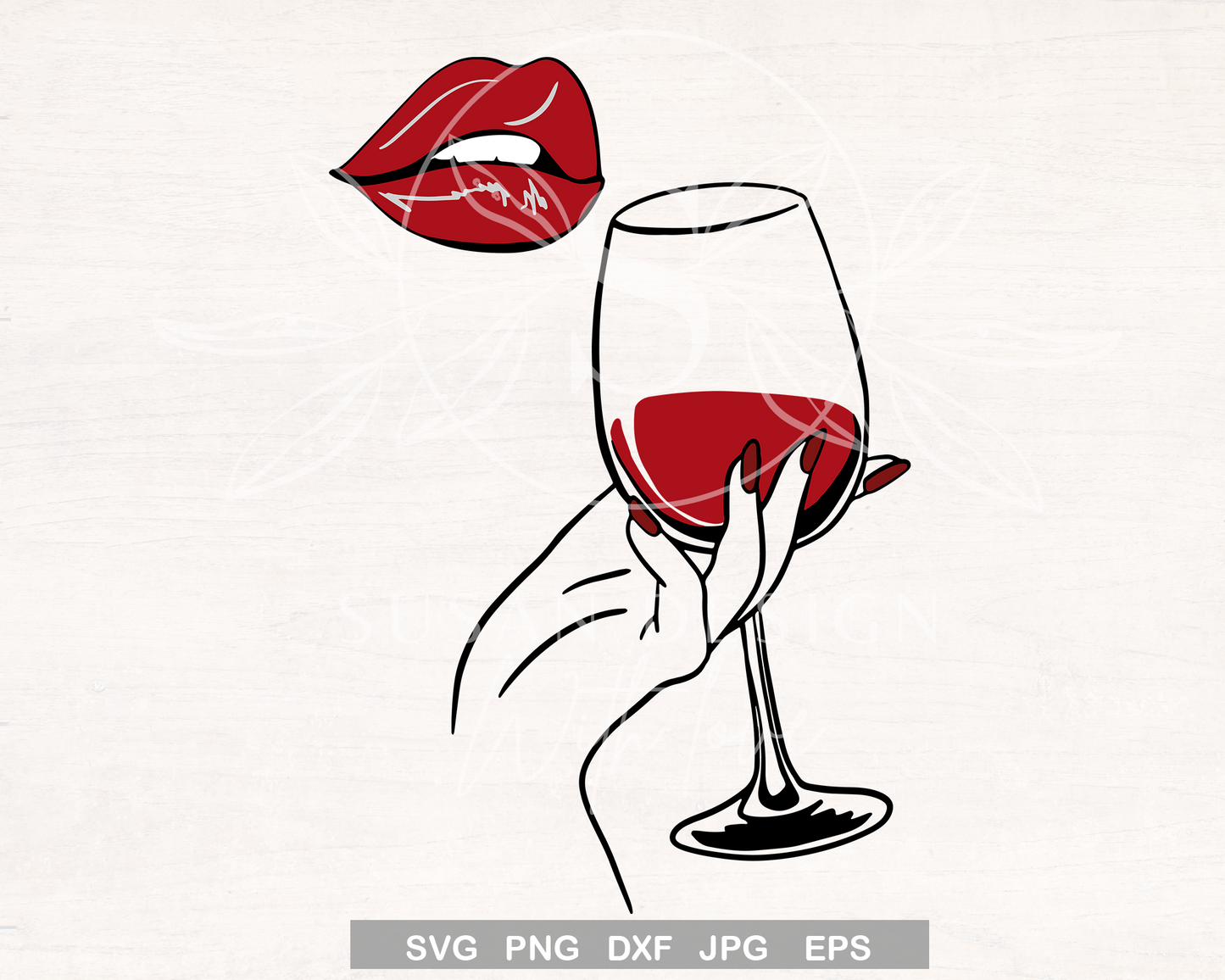 Wine Glass and Lip SVG, Drink Up Girls Night SVG