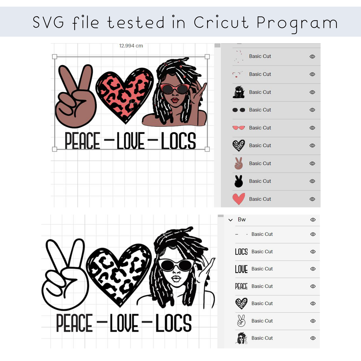 Peace love Locs layered SVG files for Cricut, black woman