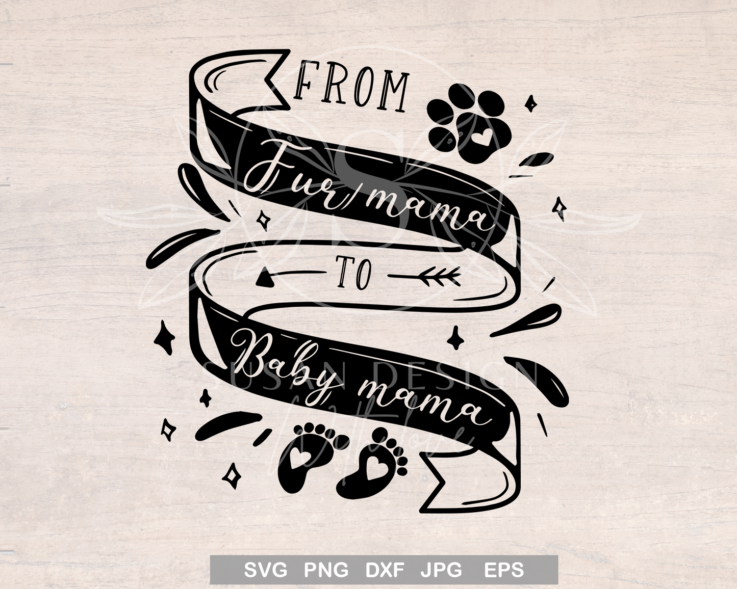 From Fur Mama to Baby Mama, Pregnancy annoucement SVG