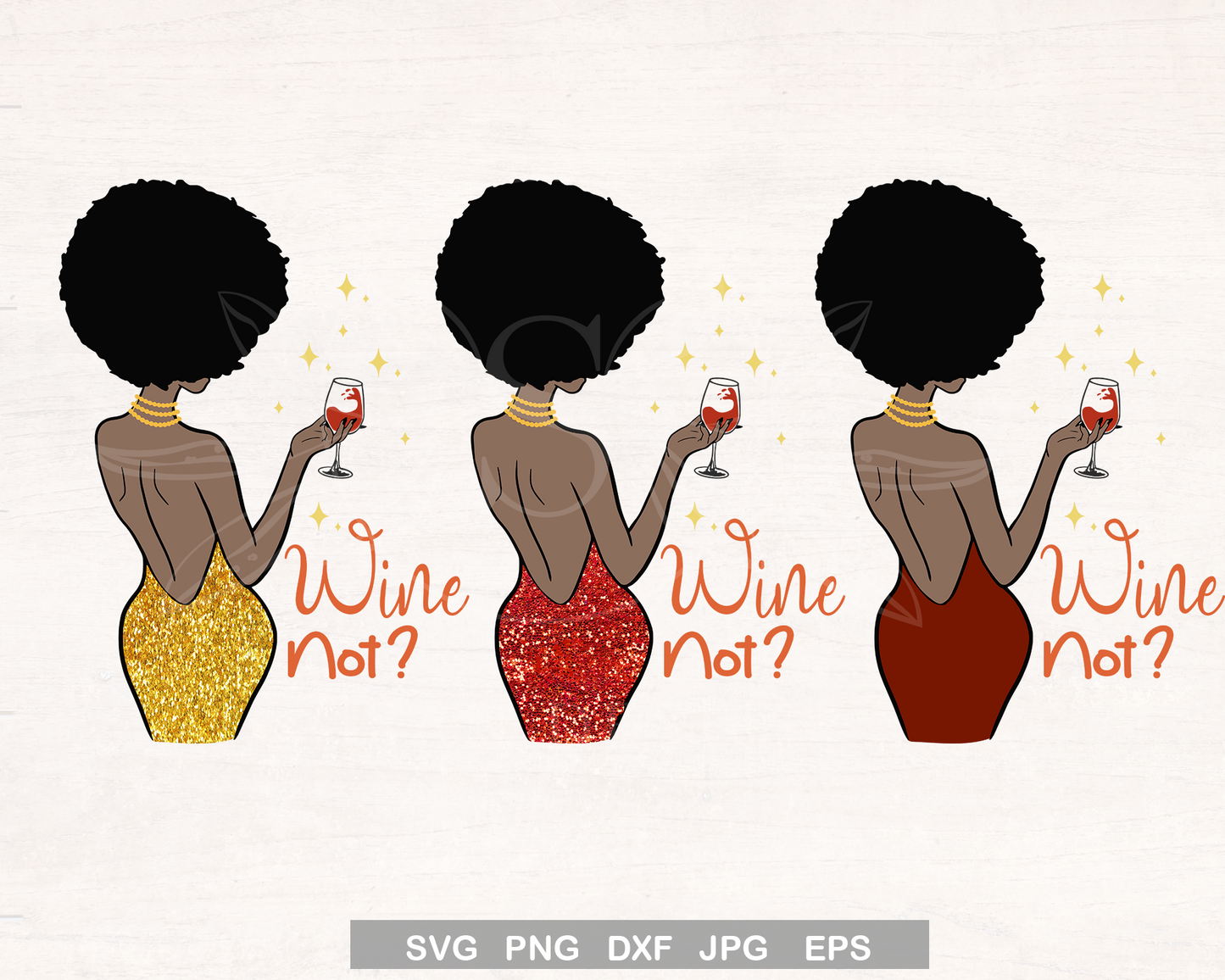 Afro Woman Drink Up SVG bundle, Afro woman Wine Diva SVG, PNG cliparts