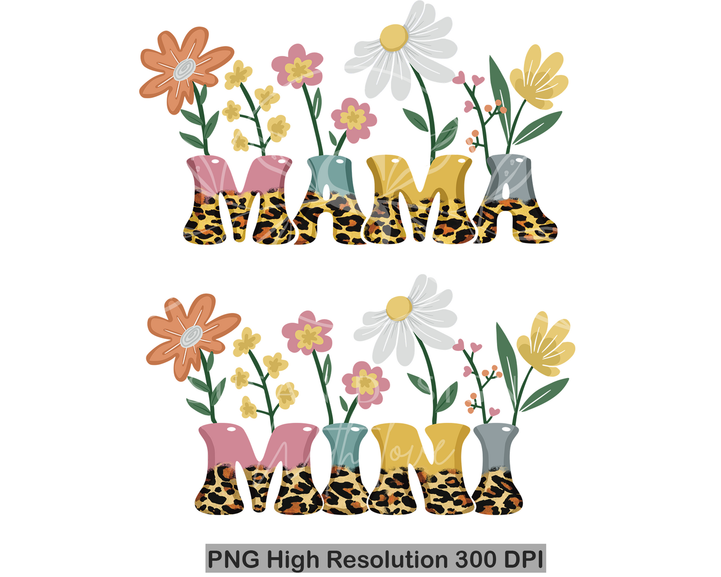 Flower Mama Mini leopard, PNG Sublimation