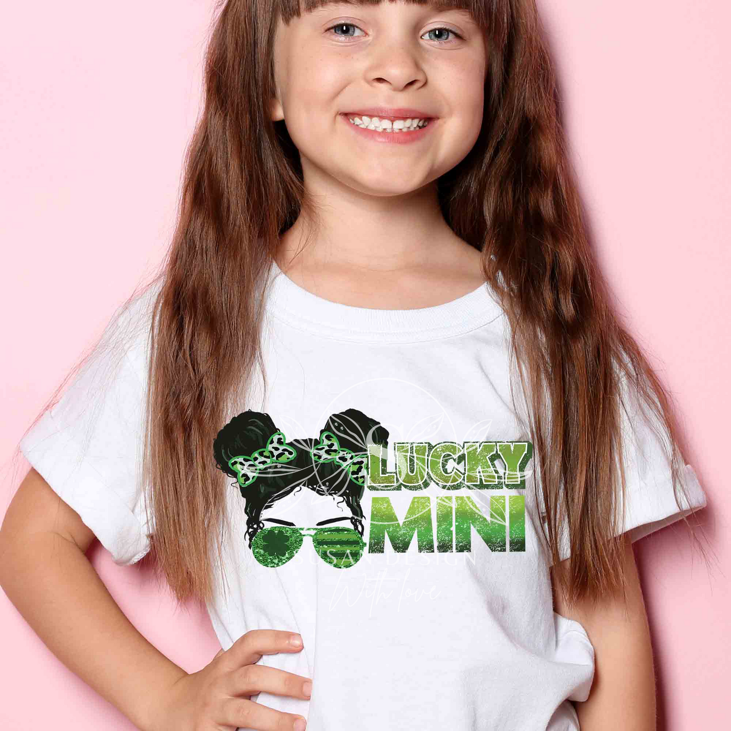 Messy bun Lucky Mama Mini horizon PNG Sublimation, St Patrick Day