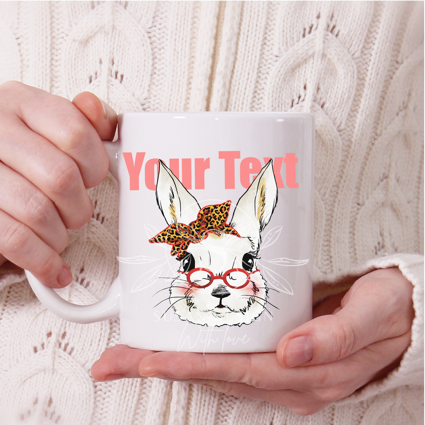 Easter Girl Bunny with Glasses PNG Clipart Sublimation
