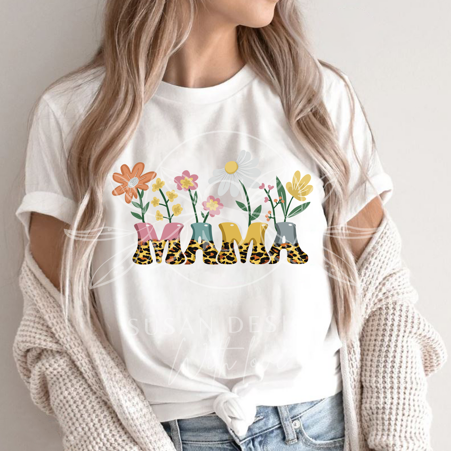 Flower Mama Mini leopard, PNG Sublimation