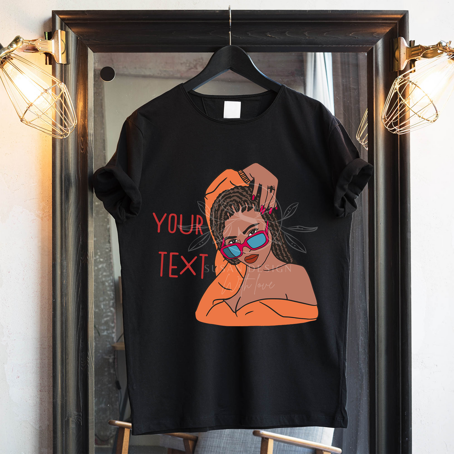 Dope Black woman with sunglass and Braid SVG shirt design