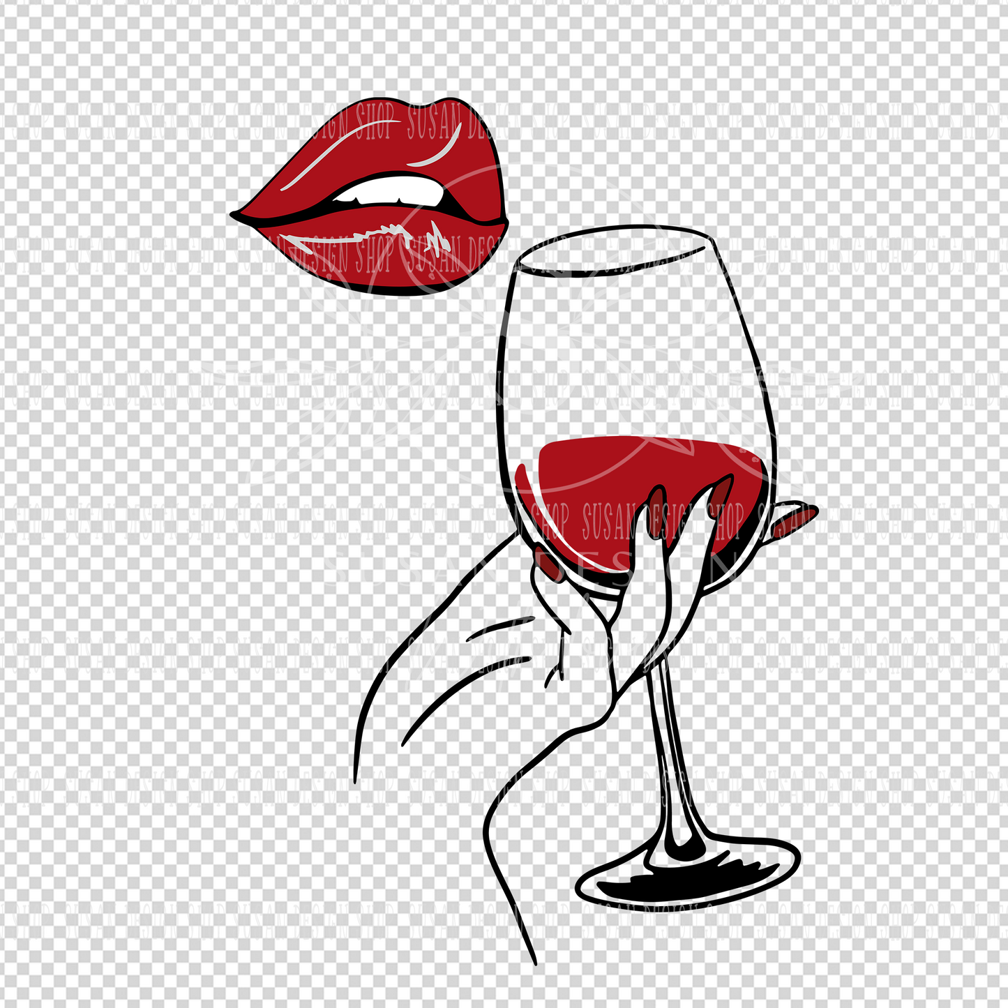 Wine Glass and Lip SVG, Drink Up Girls Night SVG