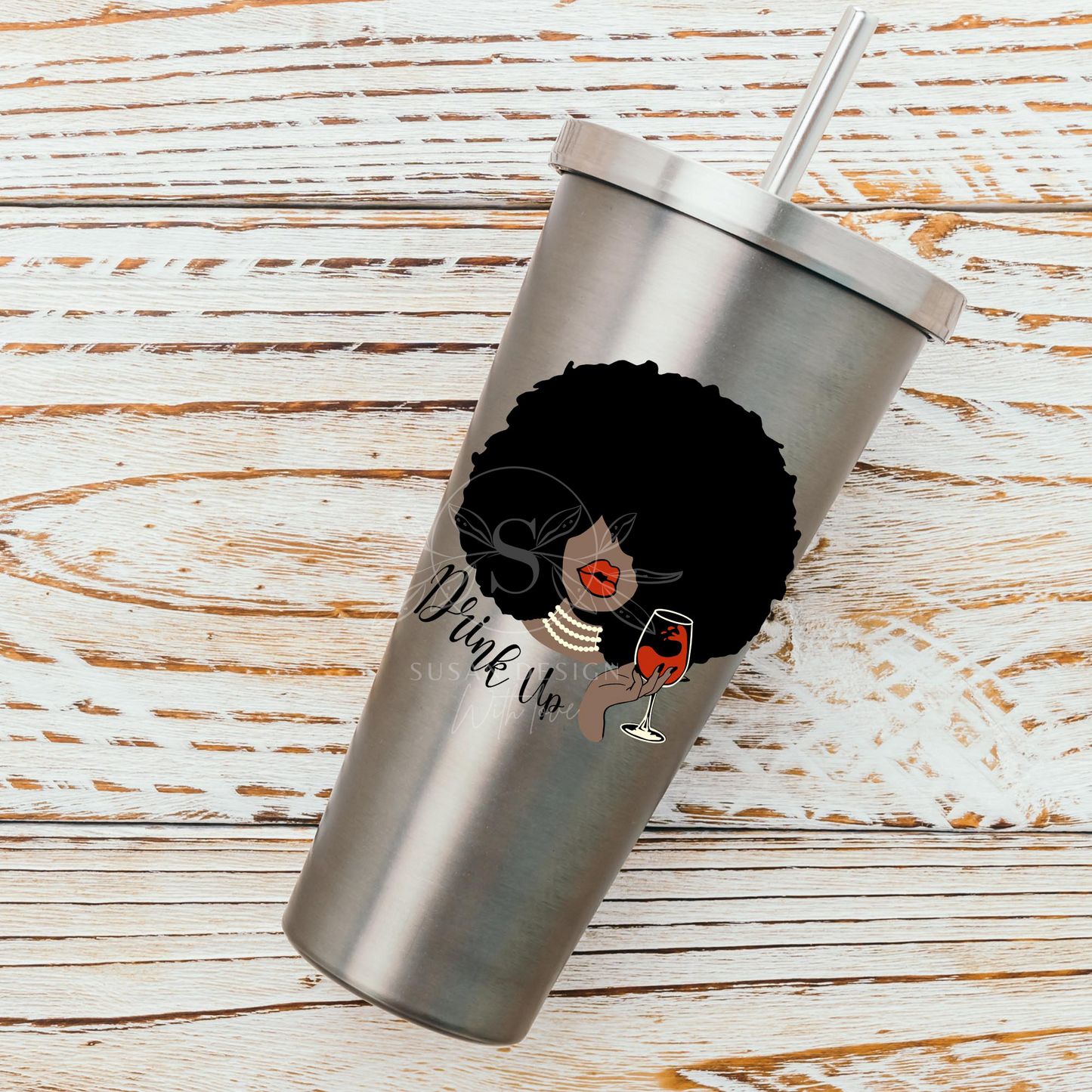 Afro Woman Wine Drink Up SVG PNG sublimation