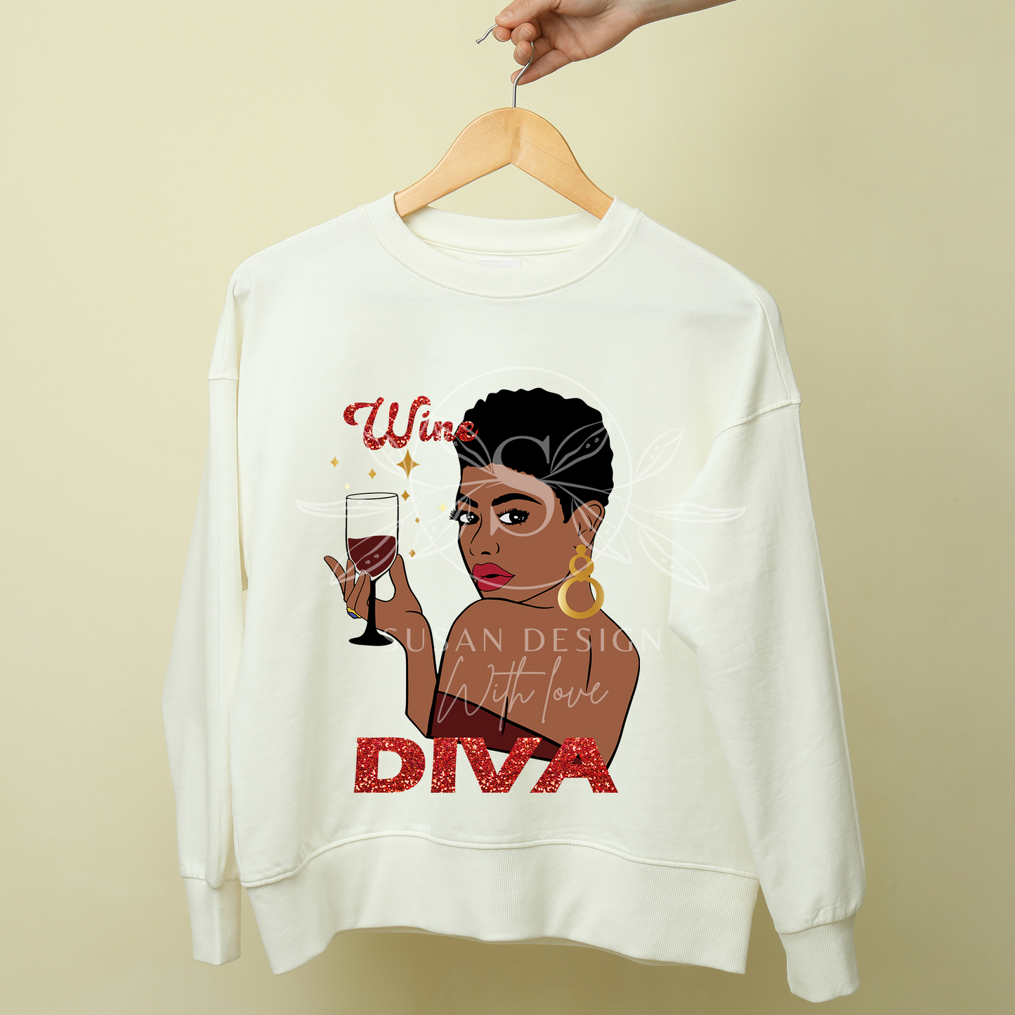 Wine Diva, Black woman, Wine saying SVG PNG sublimation design