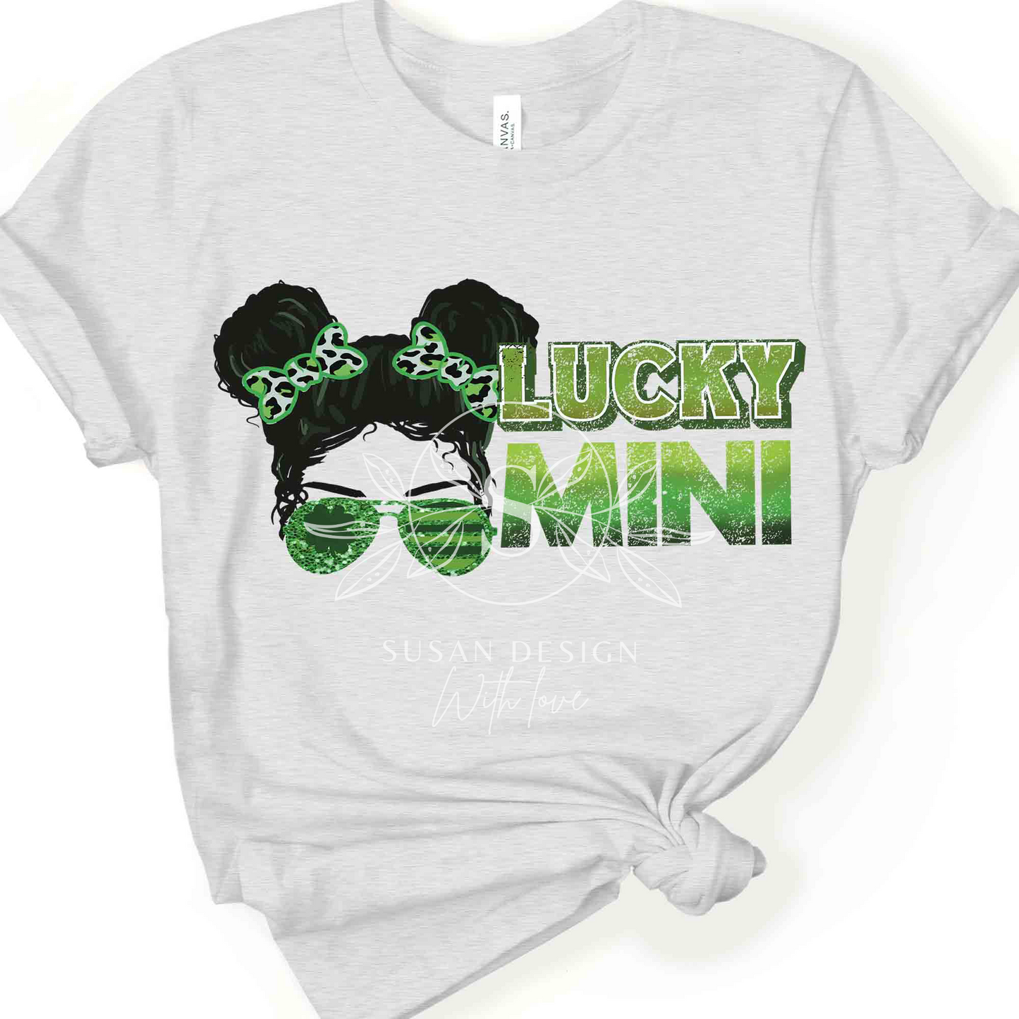 Messy bun Lucky Mama Mini horizon PNG Sublimation, St Patrick Day