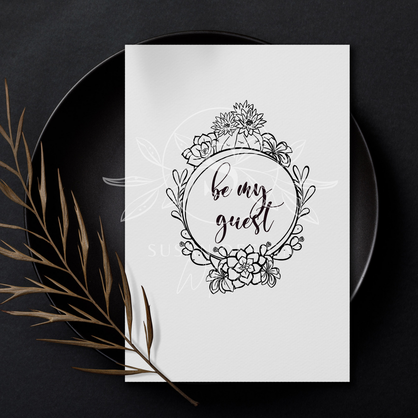Cactus and Succulent Wreath Outline SVG Bundle