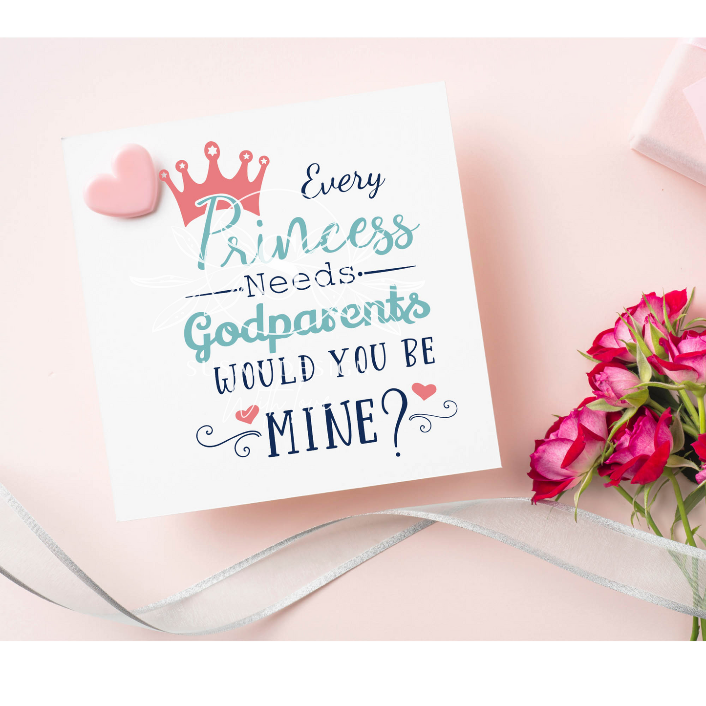Baby Boy and Baby Girl Christening SVG Godparents invitation