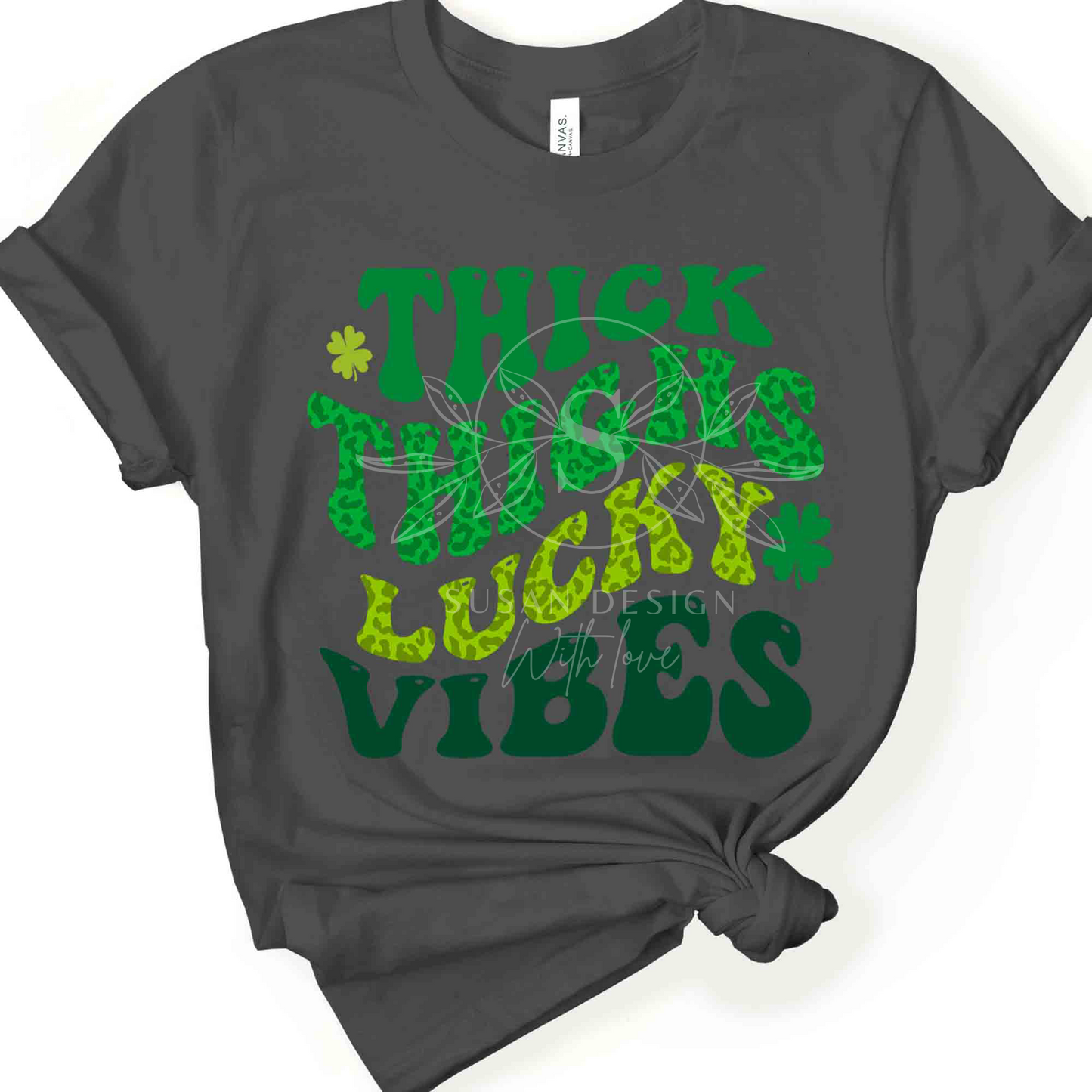 Thick Thighs Lucky Vibes Leopard PNG Sublimation, St Patricks Day