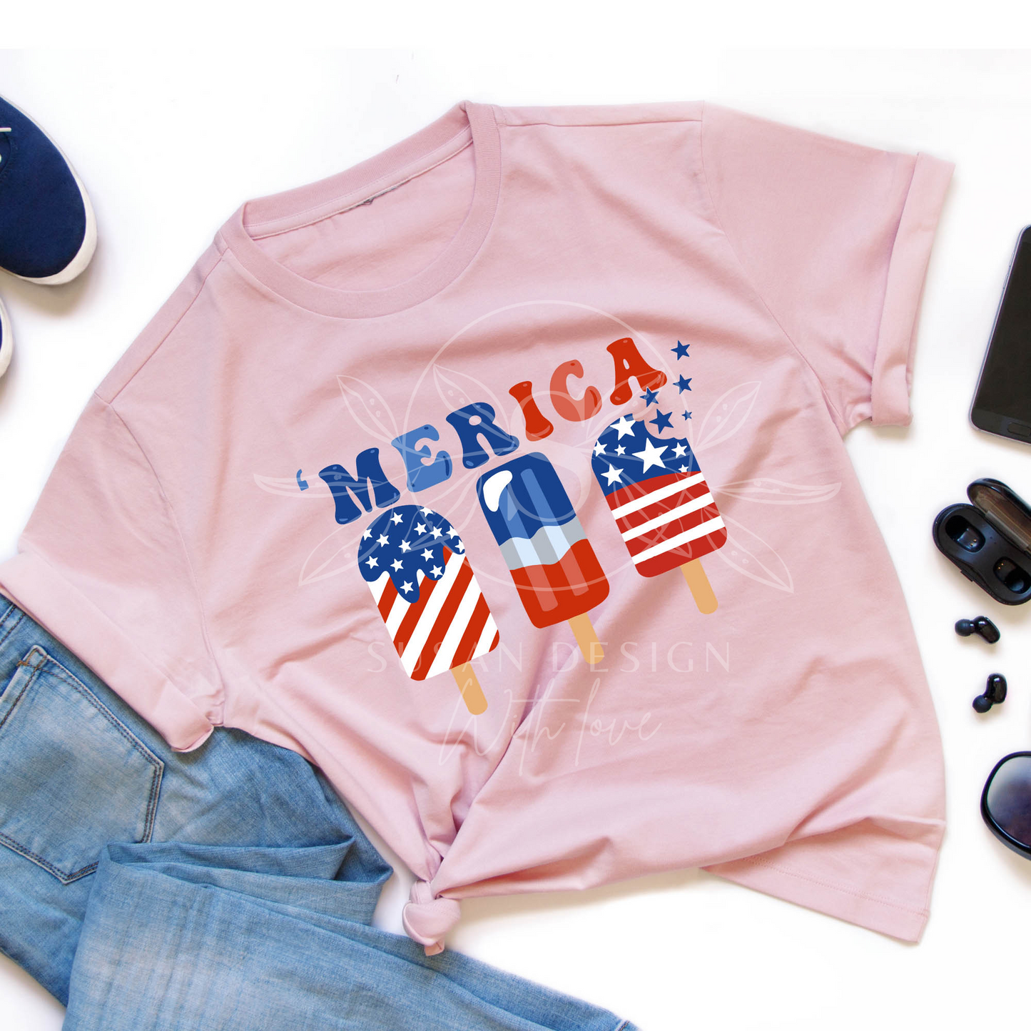 Merica SVG, 4th july Popsicle SVG, America flag