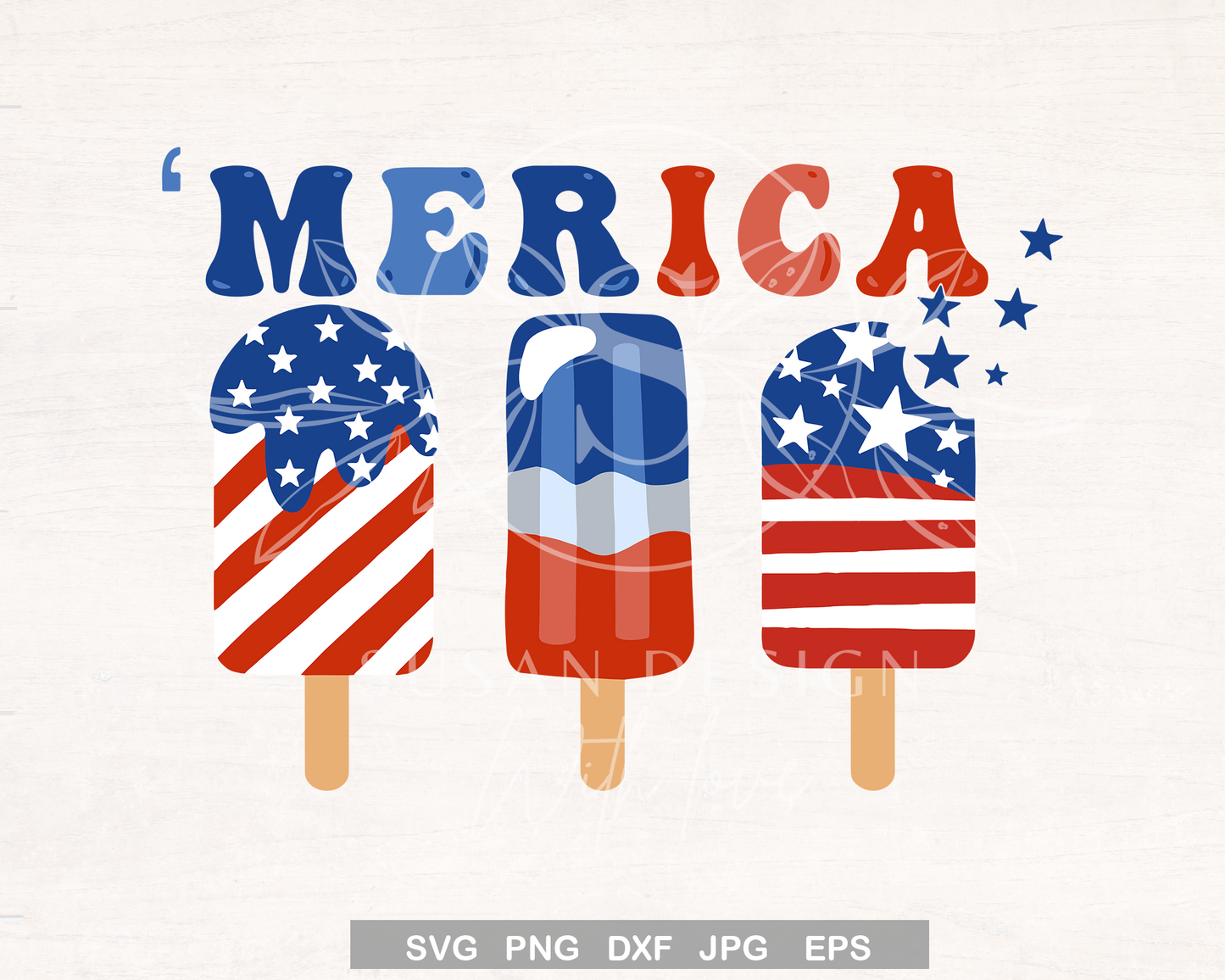 Merica SVG, 4th july Popsicle SVG, America flag