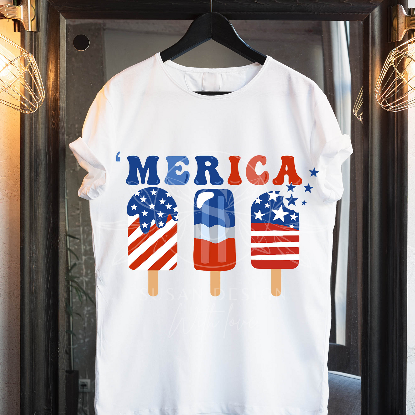 Merica SVG, 4th july Popsicle SVG, America flag