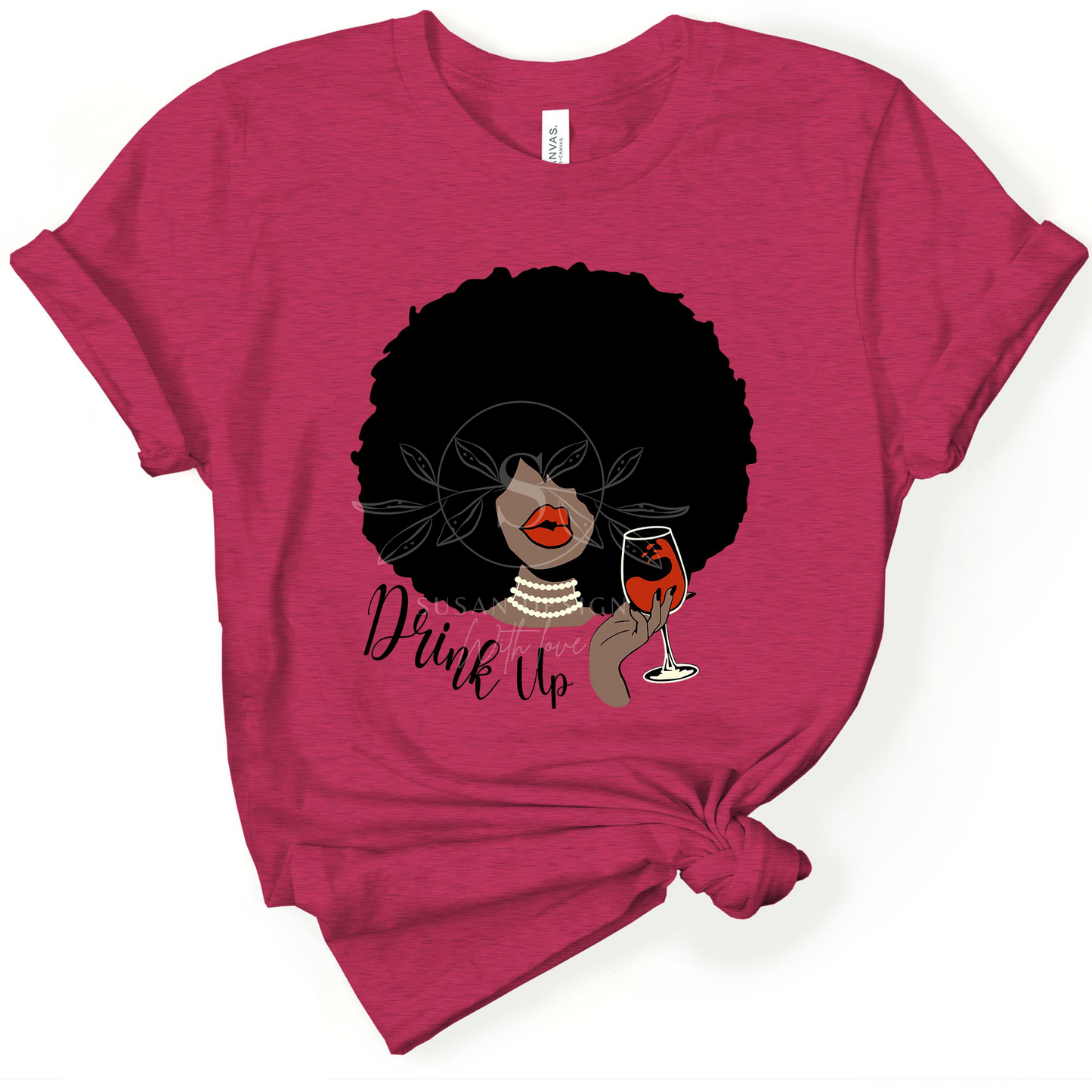 Afro Woman Wine Drink Up SVG files for Cricut