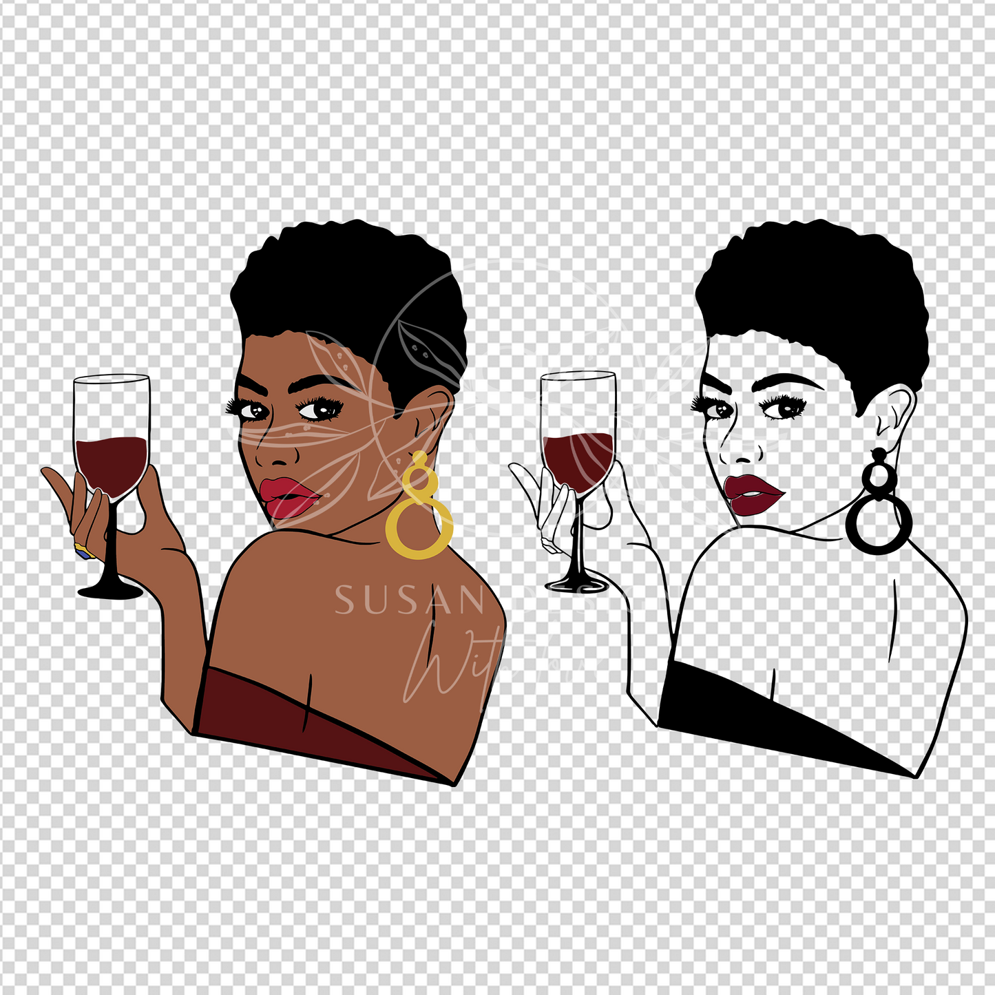 Black woman, African American drinking wine, Wine Party Drink Up SVG PNG design